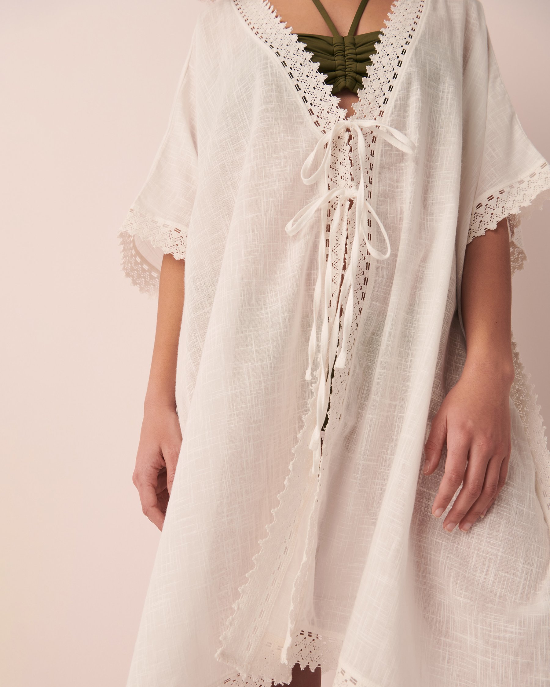 LA VIE EN ROSE AQUA Crochet Hem Caftan Sand 80400036 - View1