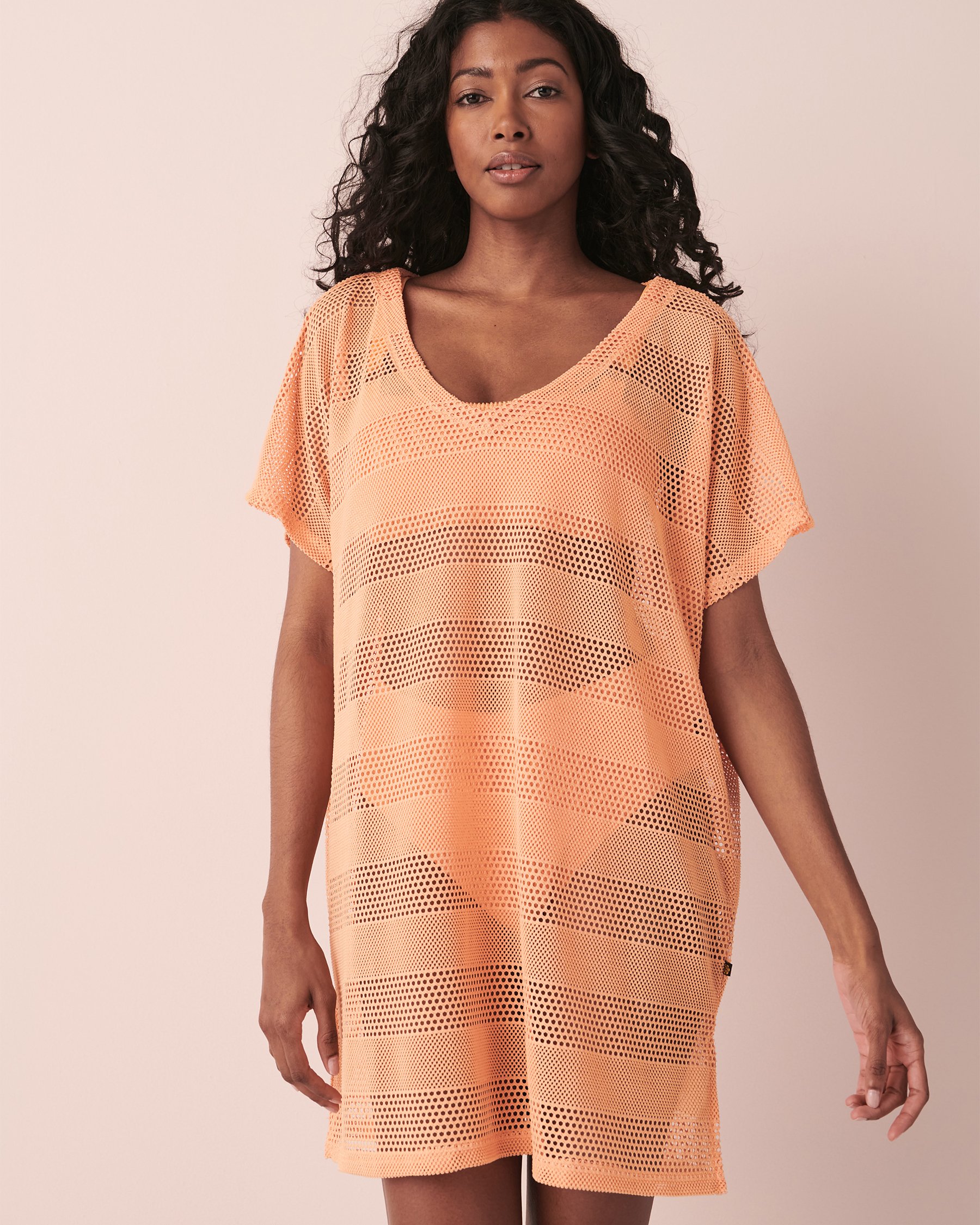 LA VIE EN ROSE AQUA Tunique en crochet Pêche 80400030 - View1