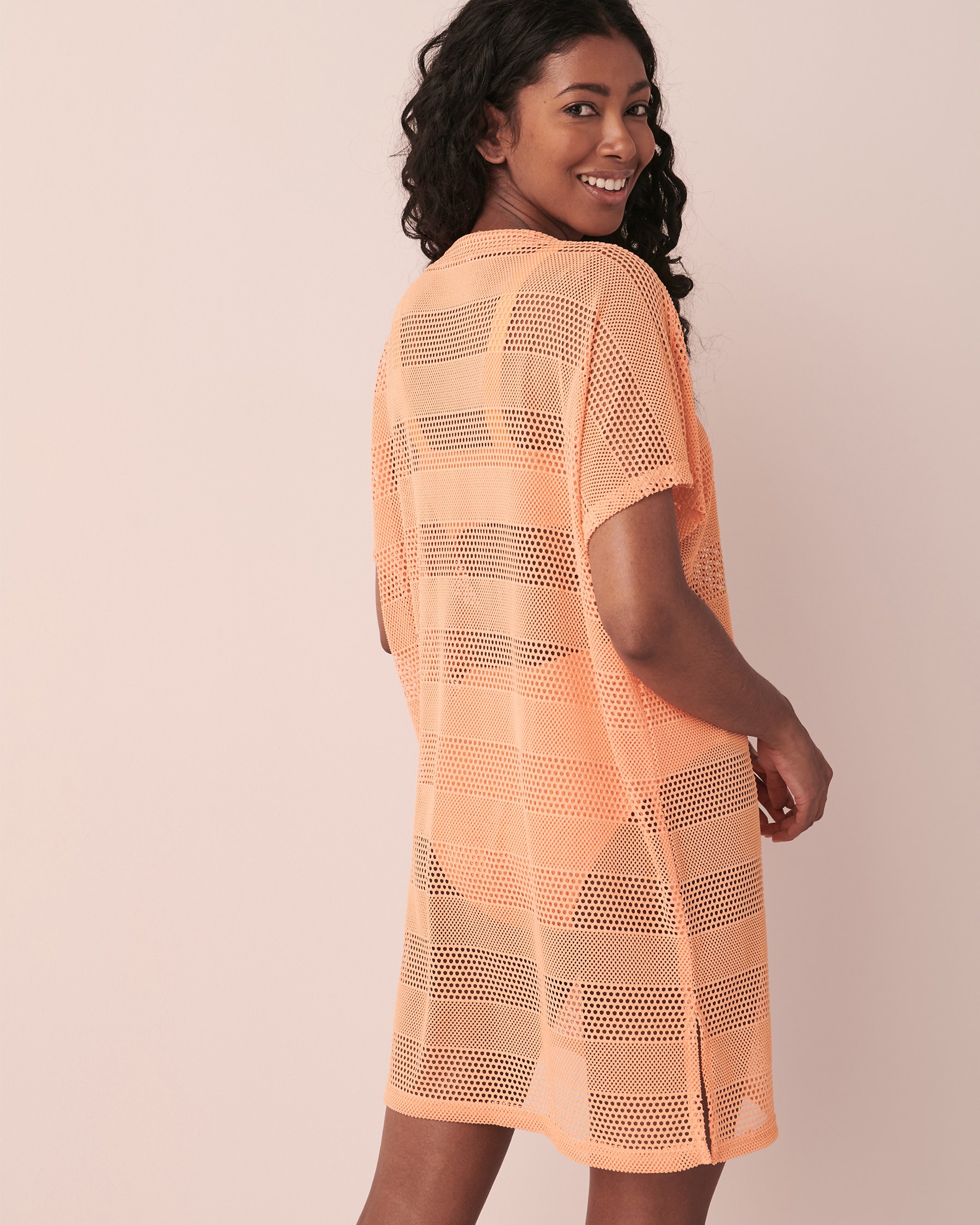 LA VIE EN ROSE AQUA Tunique en crochet Pêche 80400030 - View2