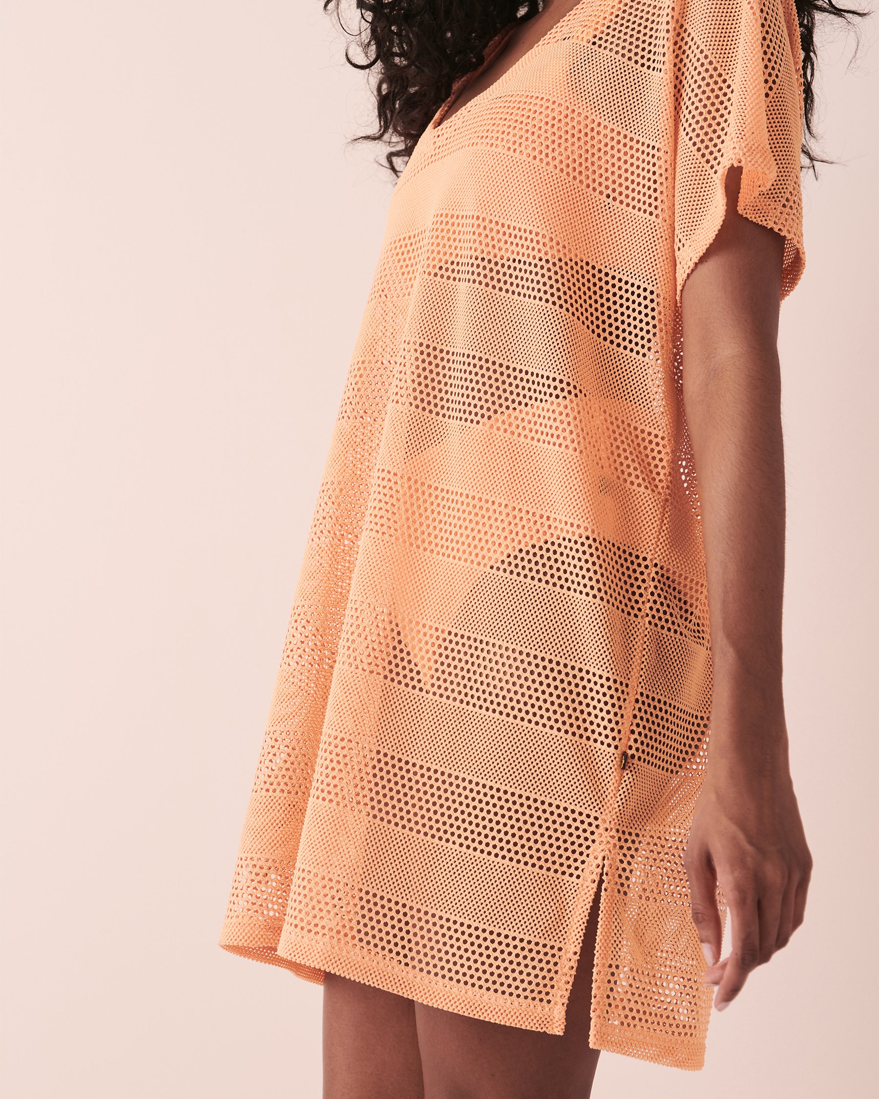 LA VIE EN ROSE AQUA Tunique en crochet Pêche 80400030 - View3