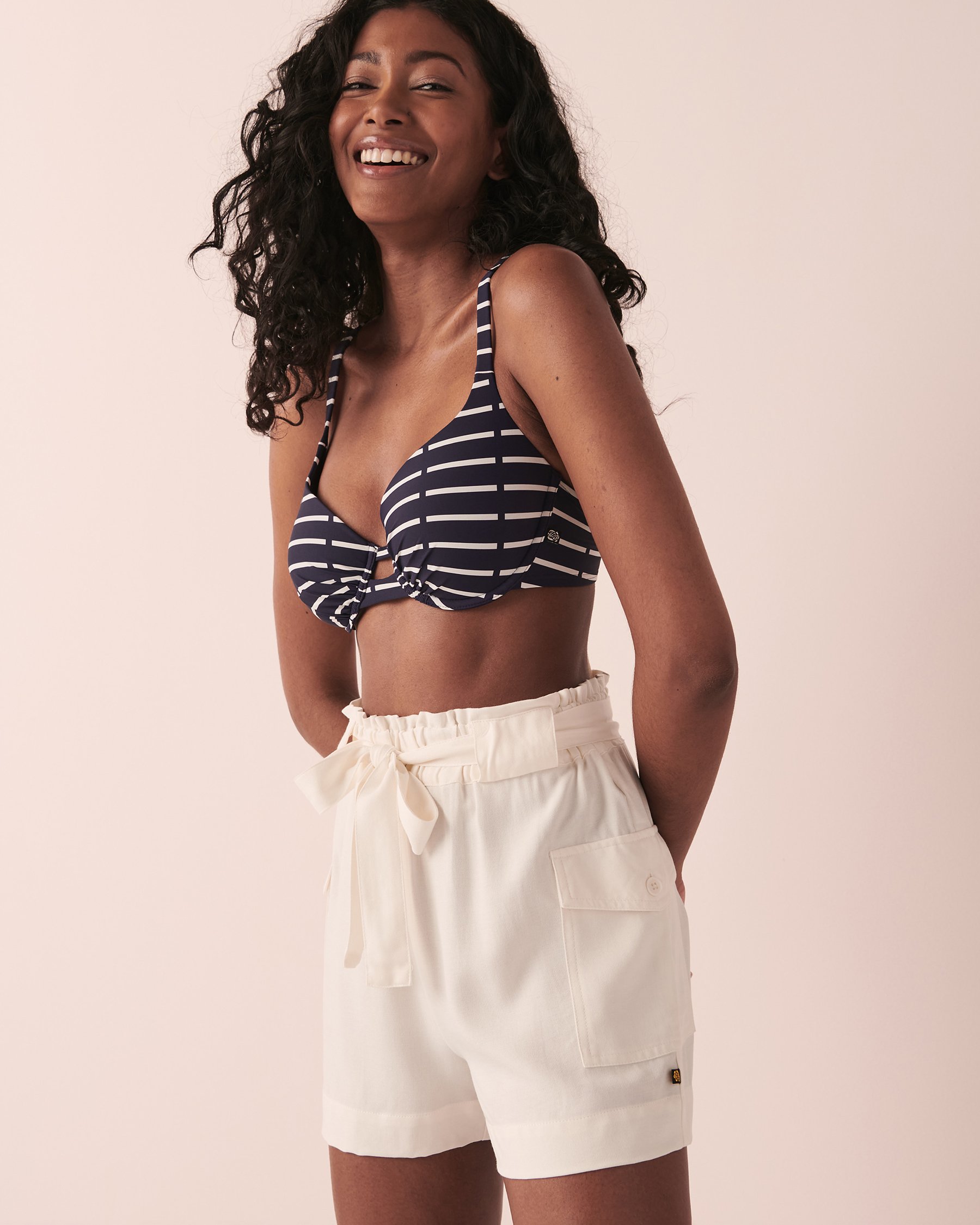 LA VIE EN ROSE AQUA Short cargo à taille haute Sable 80200025 - View1