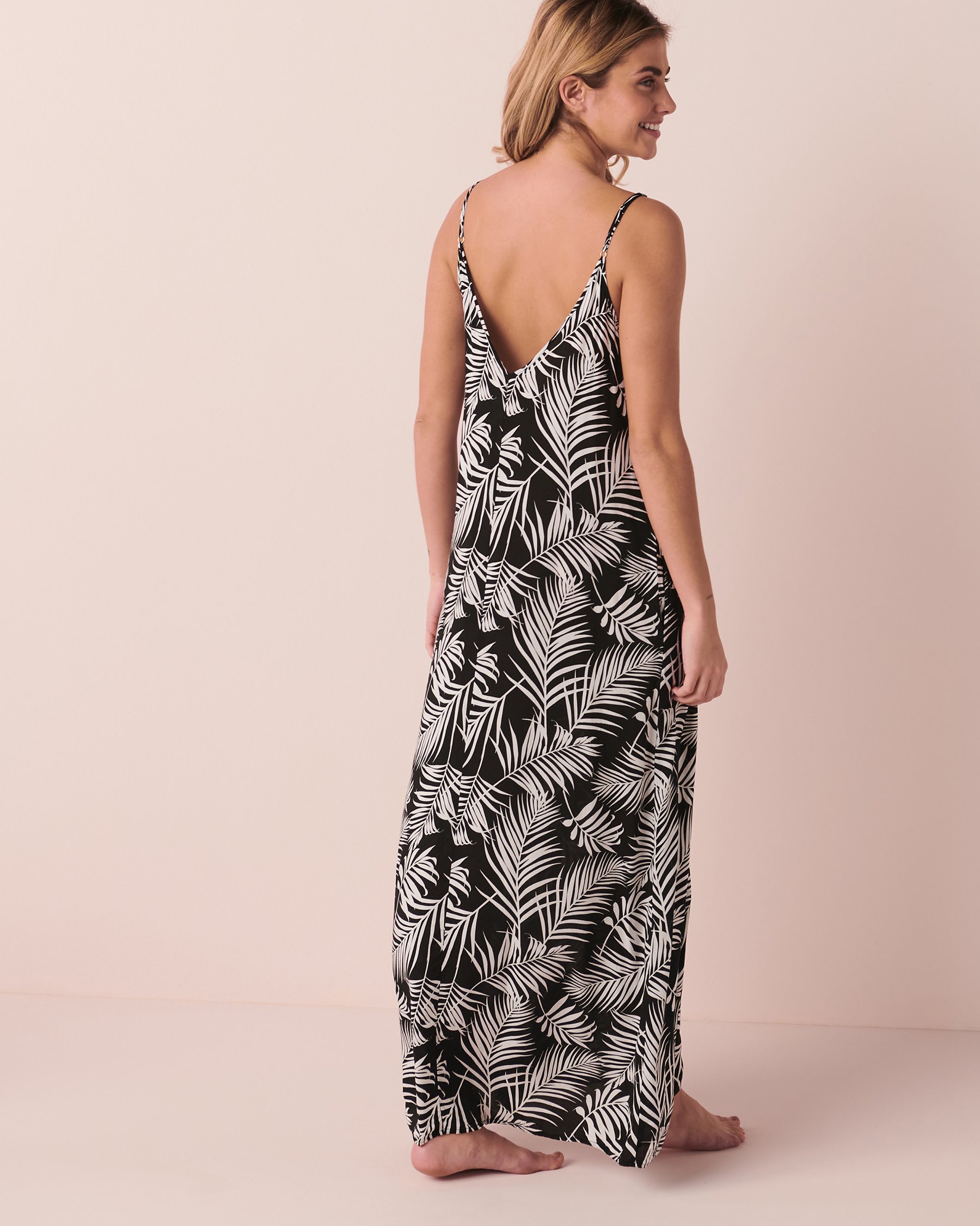 LA VIE EN ROSE AQUA Robe maxi PALM LEAVES Feuillage 80300065 - Voir5