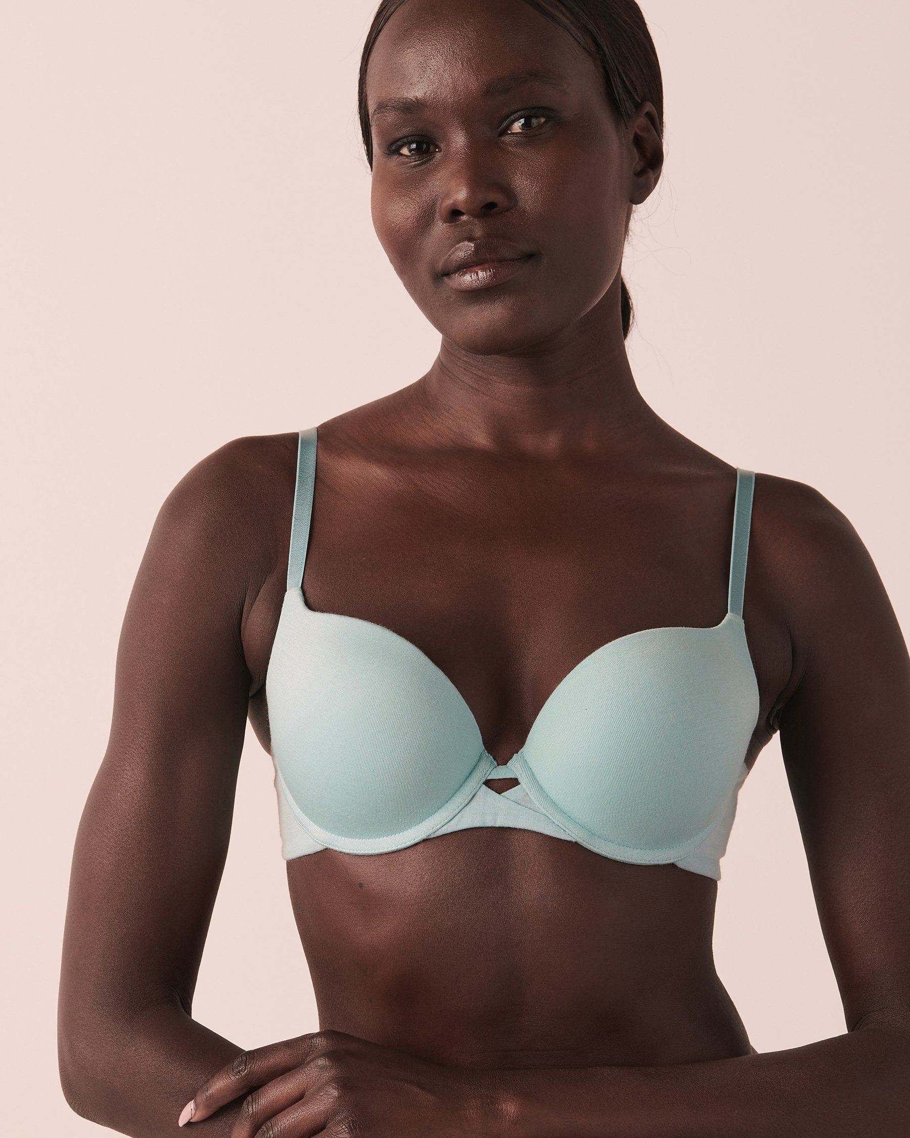 LA VIE EN ROSE Soutien-gorge push-up demi-buste en modal Bleu océan 10300091 - Voir1