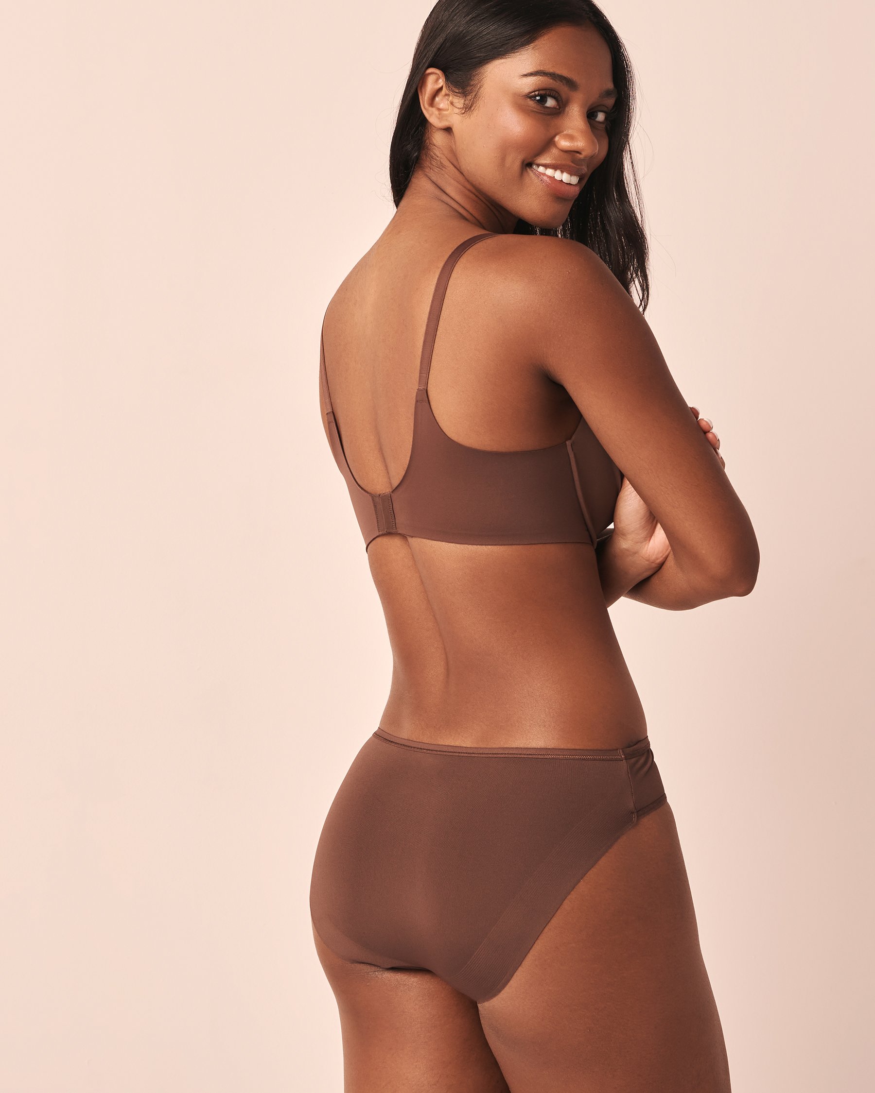 LA VIE EN ROSE Culotte bikini microfibre dos lisse Café velouté 169-122-0-00 - Voir2
