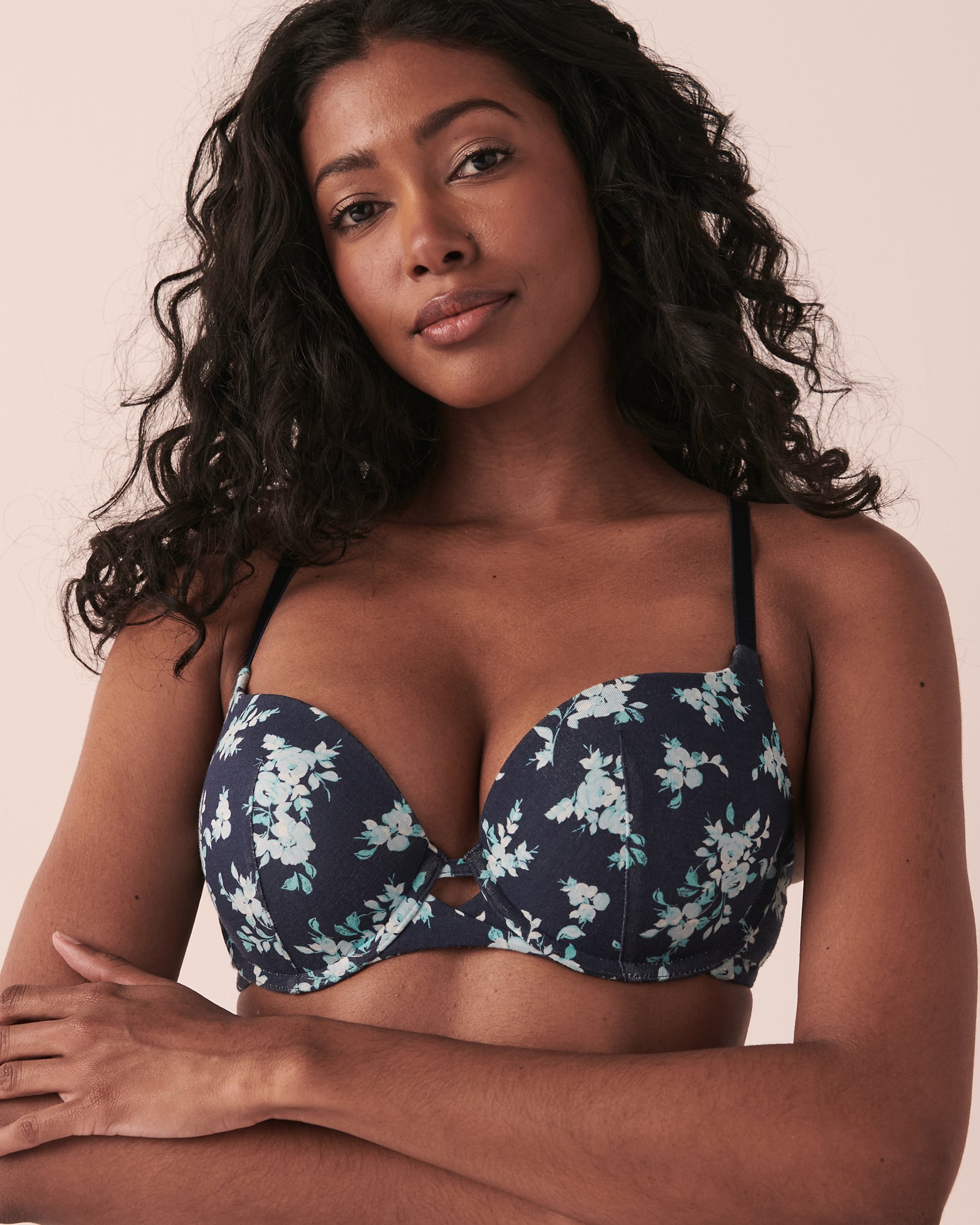 LA VIE EN ROSE Push-up Demi Modal Bra Blue floral 10300091 - View1