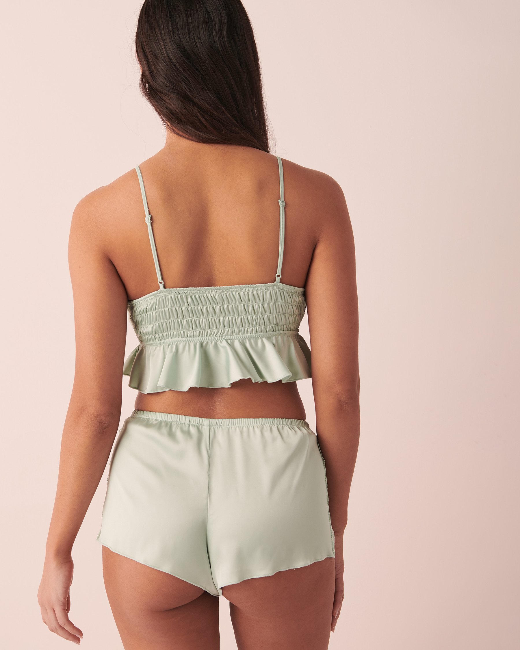 LA VIE EN ROSE Satin and Lace 2-piece Set Cool mint 60400020 - View2