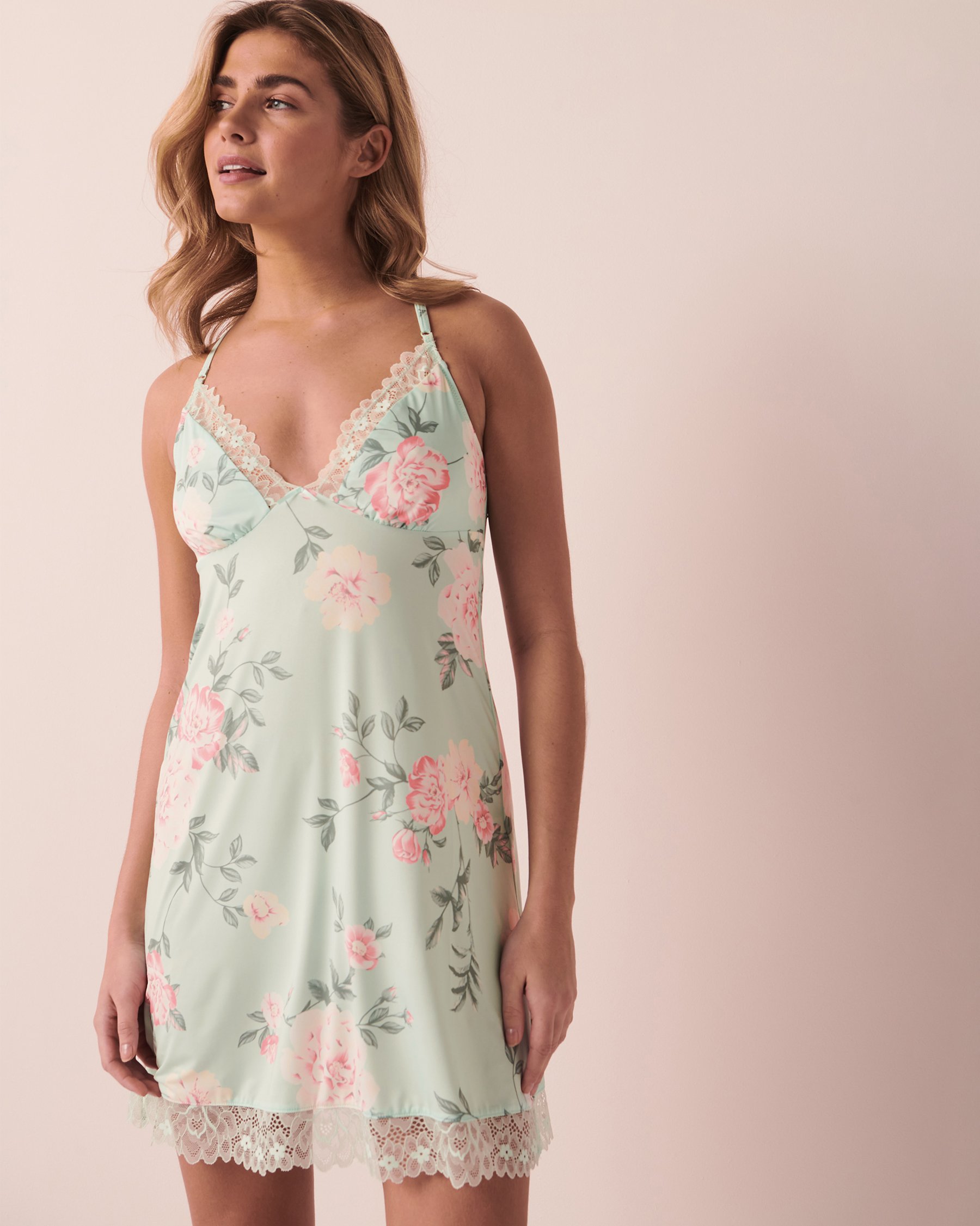 LA VIE EN ROSE Recycled Fibers Lace Trim Nightie English garden 60500087 - View1