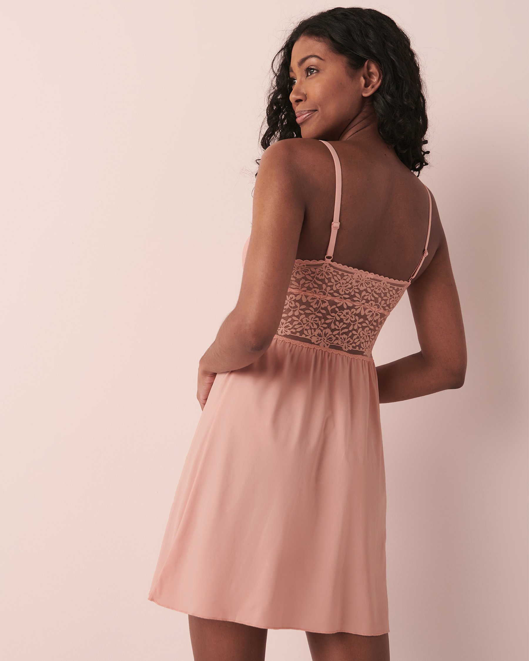 LA VIE EN ROSE Lace Overlay Nightie Old rose 60500088 - View2