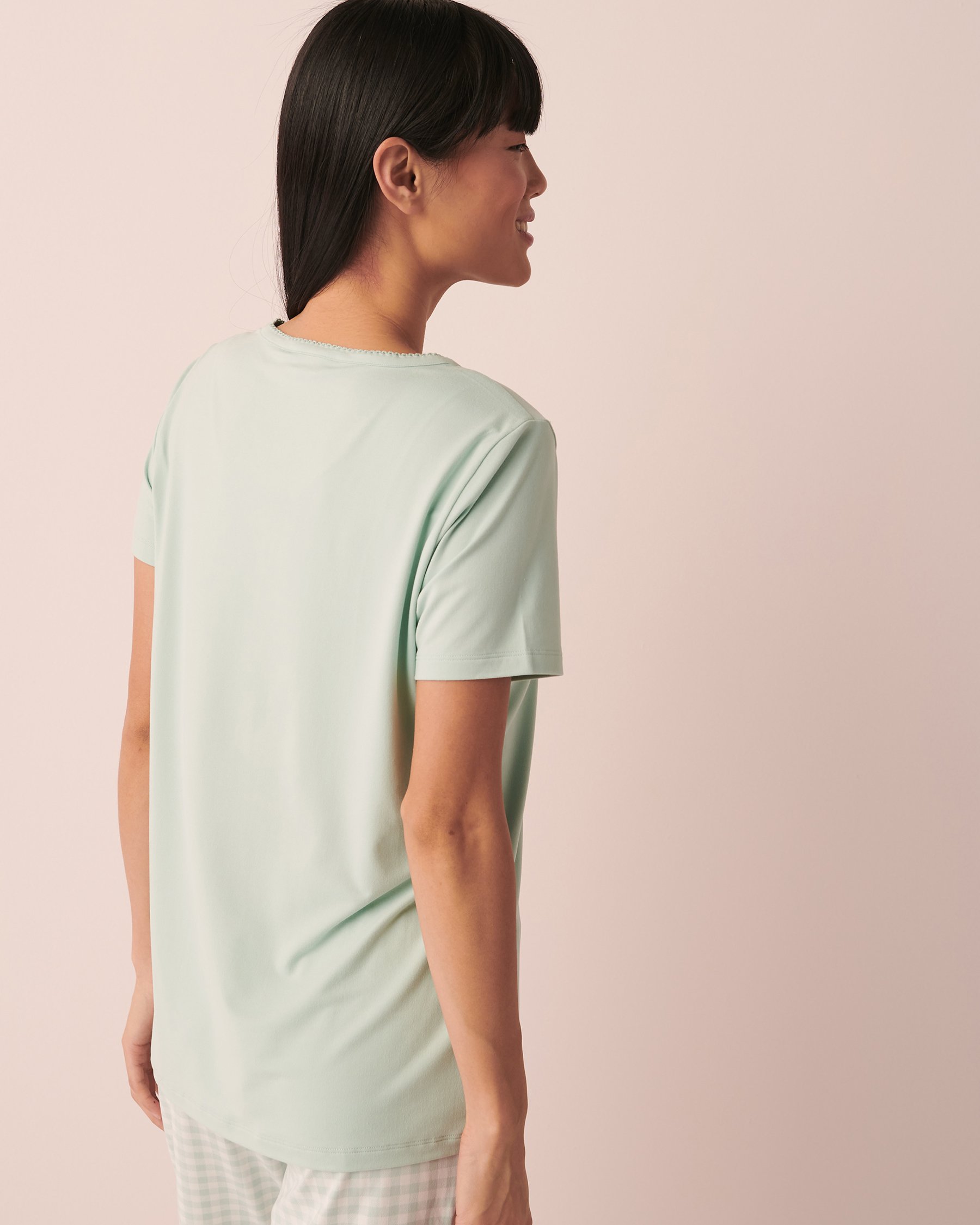 LA VIE EN ROSE Super Soft Henley T-shirt Cool mint 40100409 - View2