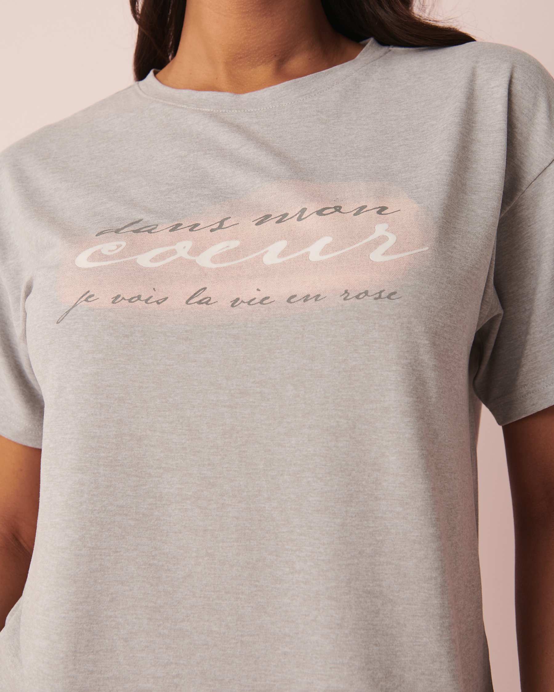 LA VIE EN ROSE T-shirt col rond ultra doux Gris confo 40100414 - View1