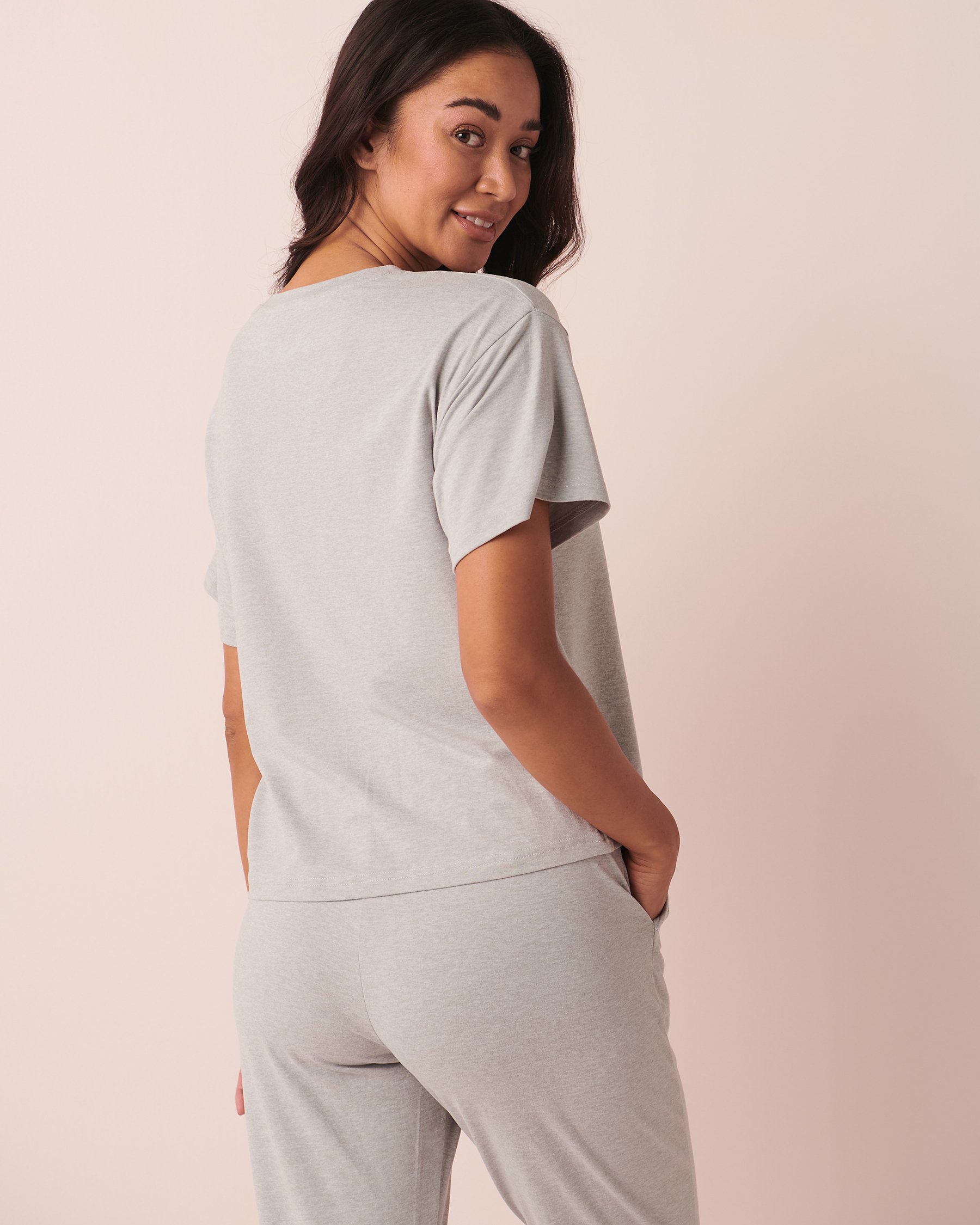 LA VIE EN ROSE T-shirt col rond ultra doux Gris confo 40100414 - View2
