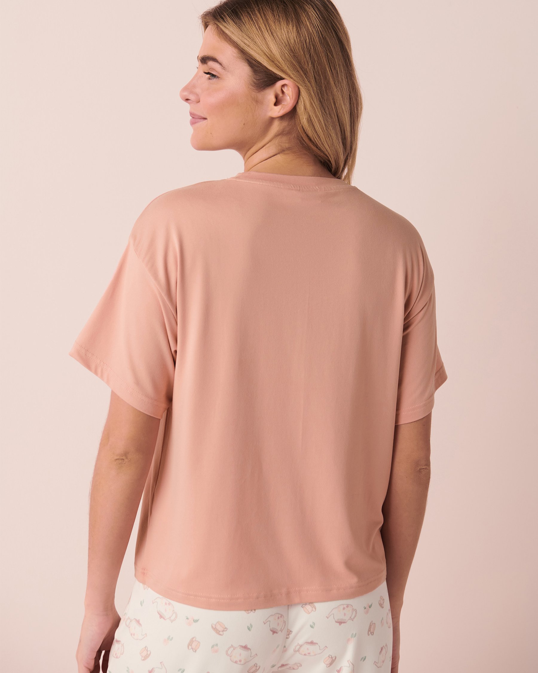 LA VIE EN ROSE T-shirt col rond ultra doux Vieux rose 40100414 - Voir3