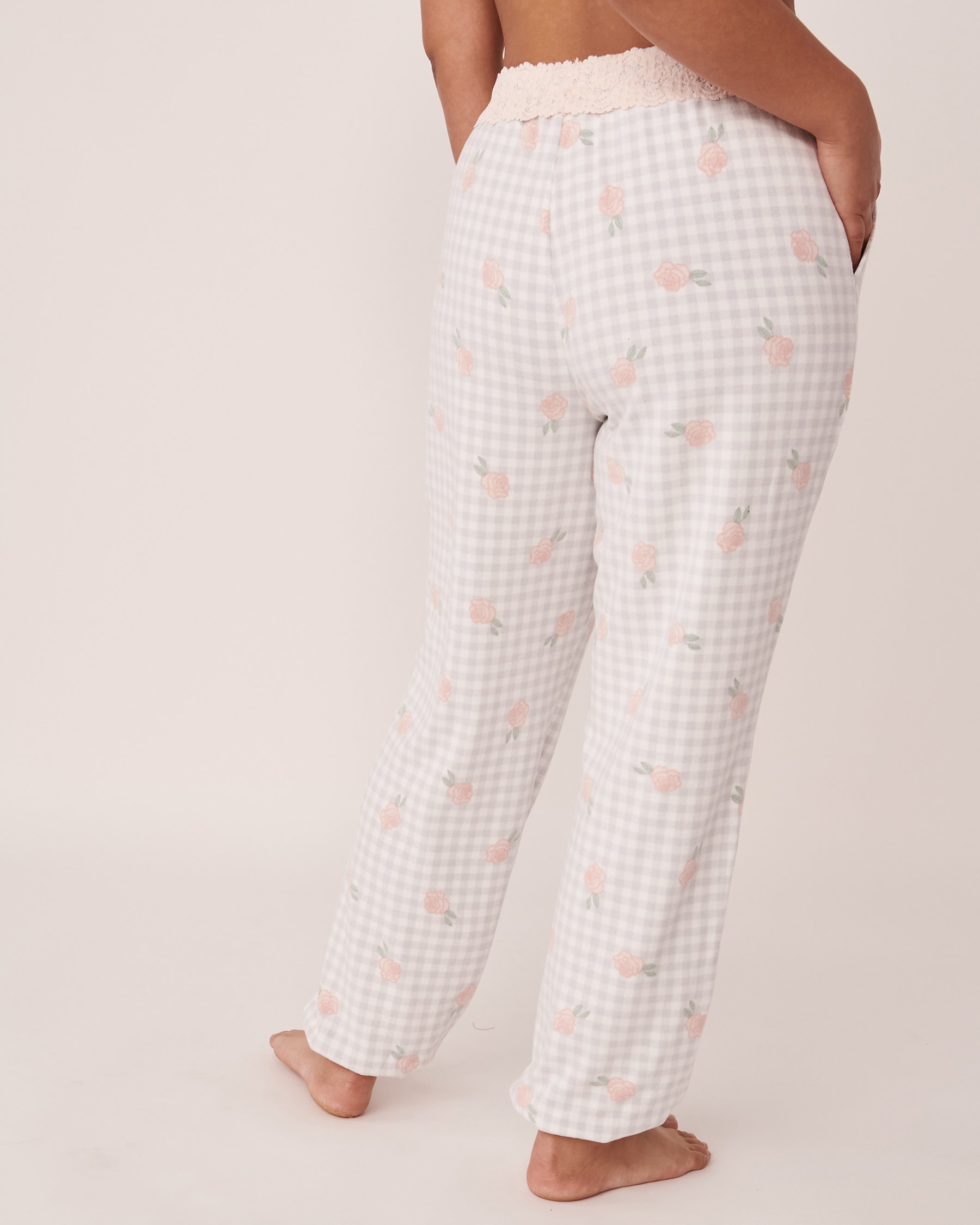 LA VIE EN ROSE Recycled Fibers Pyjama Pants Vichy and roses 40200403 - View2