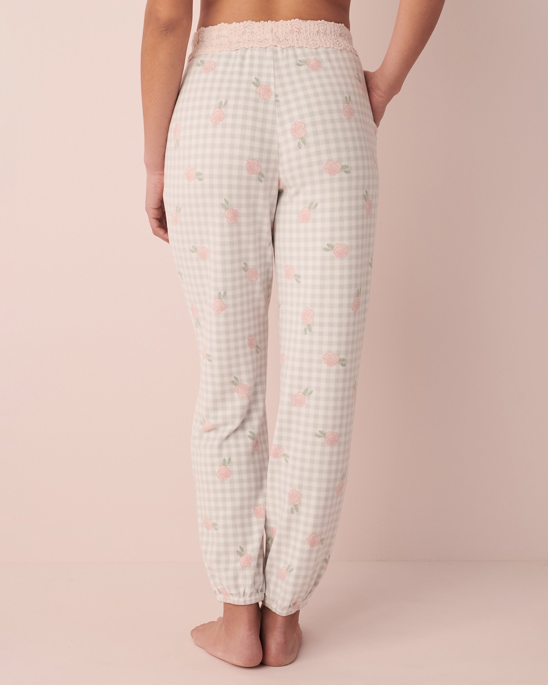 LA VIE EN ROSE Recycled Fibers Pyjama Pants Vichy and roses 40200403 - View4