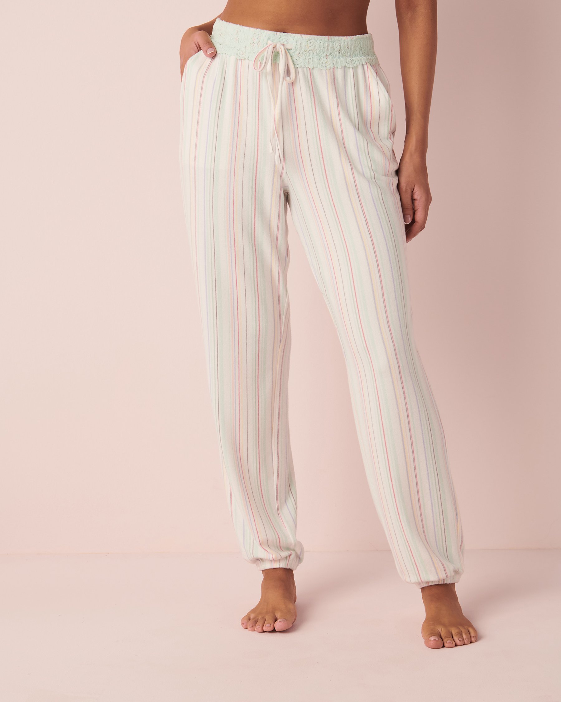 LA VIE EN ROSE Recycled Fibers Pyjama Pants Pastel stripes 40200403 - View1