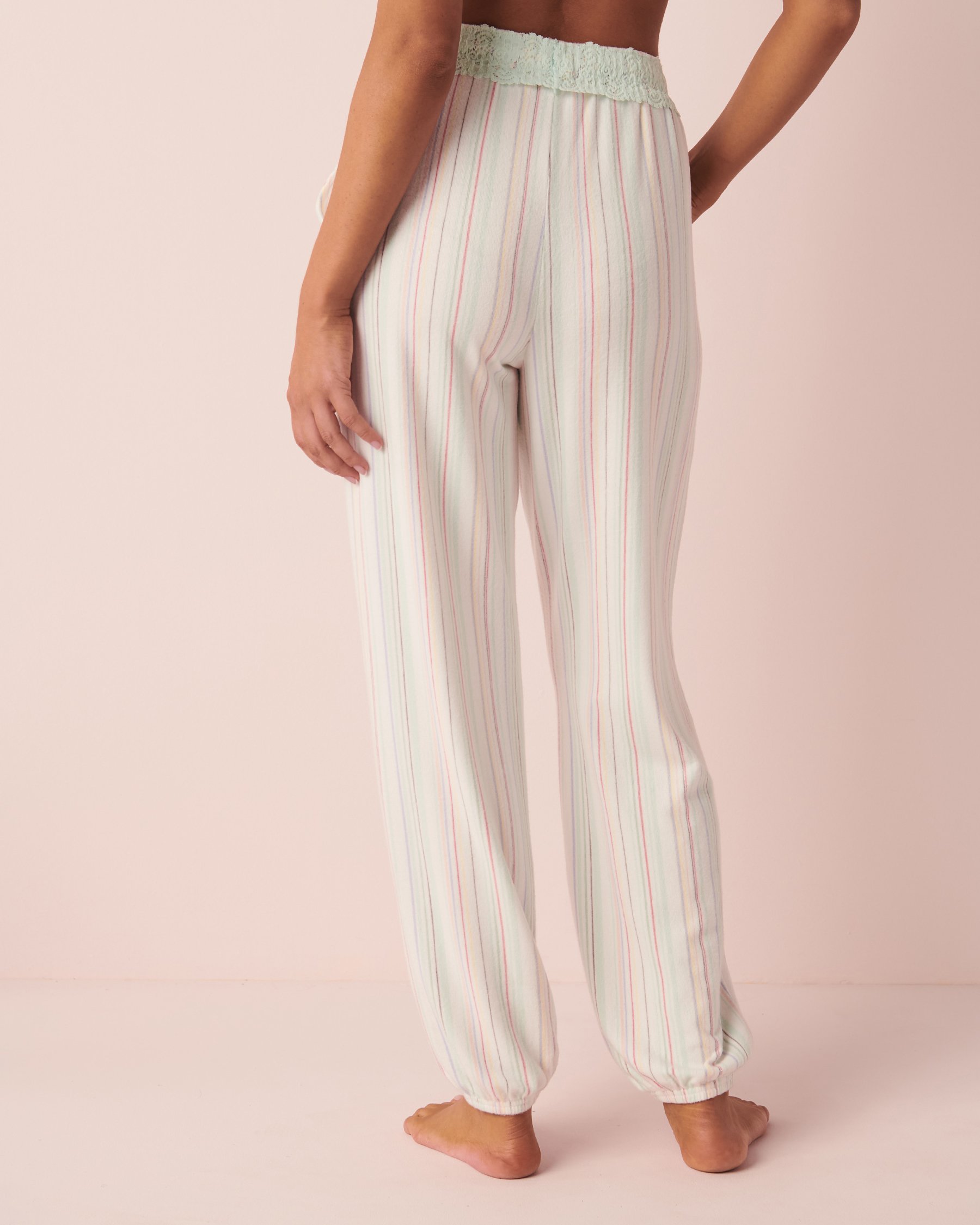LA VIE EN ROSE Recycled Fibers Pyjama Pants Pastel stripes 40200403 - View2