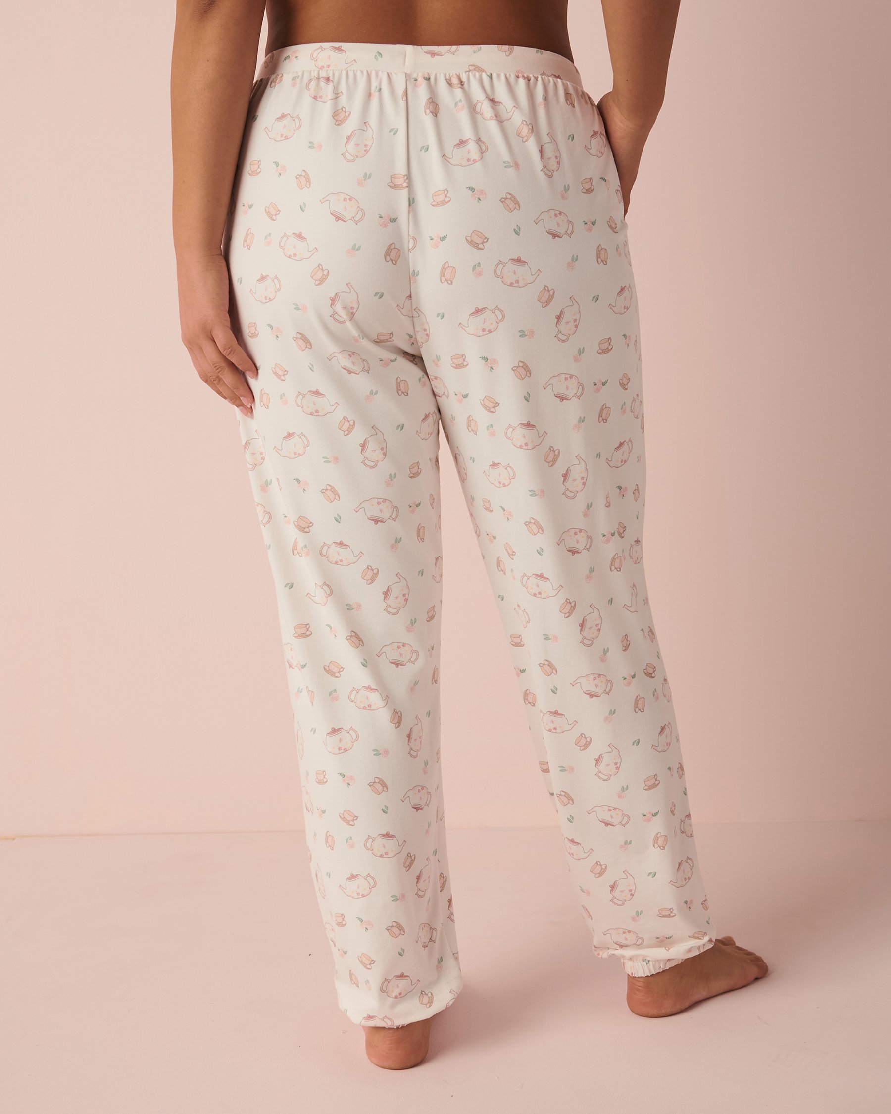 LA VIE EN ROSE Pantalon de pyjama ultra doux Tasse de thé 40200408 - Voir2