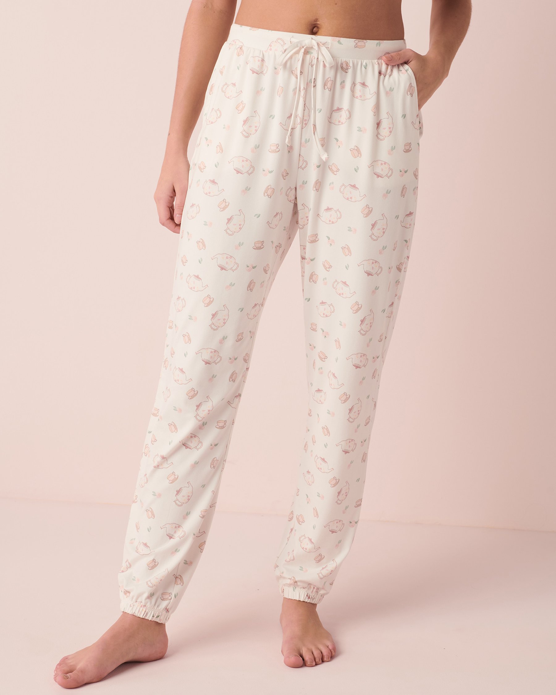 LA VIE EN ROSE Pantalon de pyjama ultra doux Tasse de thé 40200408 - Voir3