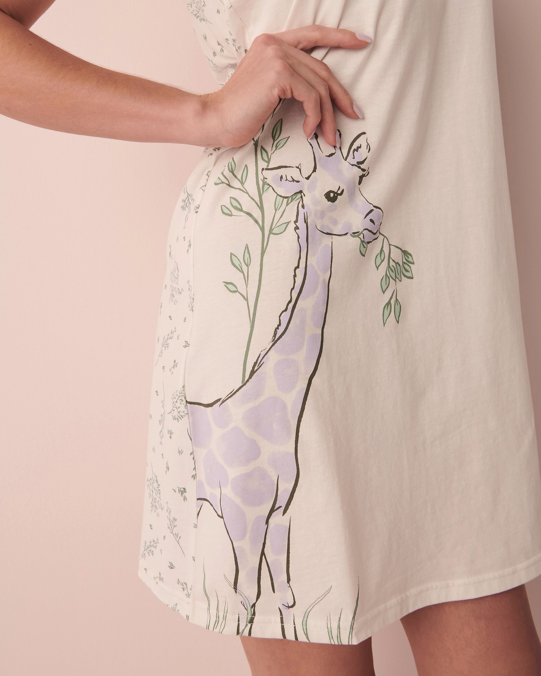 LA VIE EN ROSE Chemise de nuit sans manches en coton Blanc neige 40500261 - Voir4