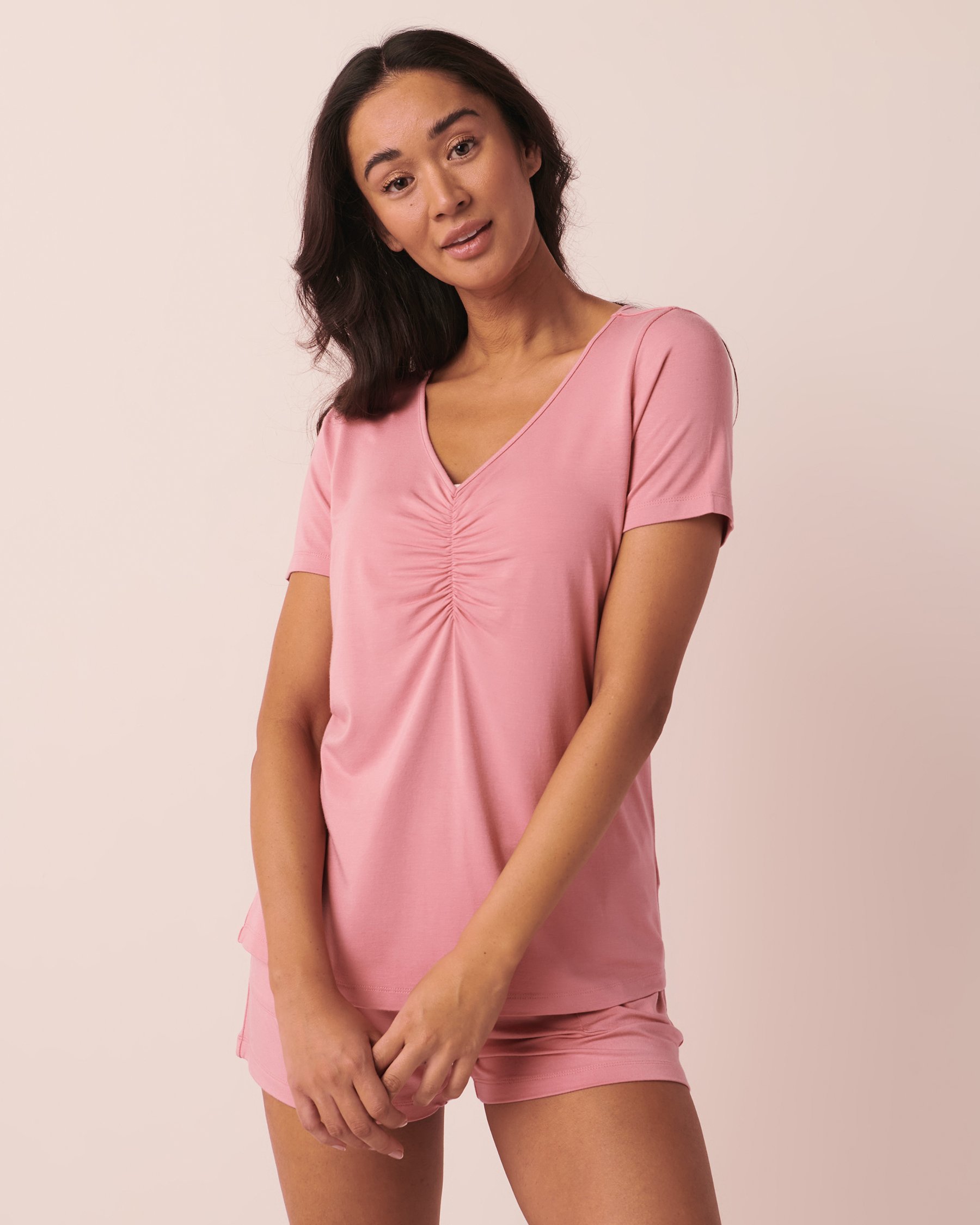LA VIE EN ROSE T-shirt en bambou Rose foncé 40100422 - View1