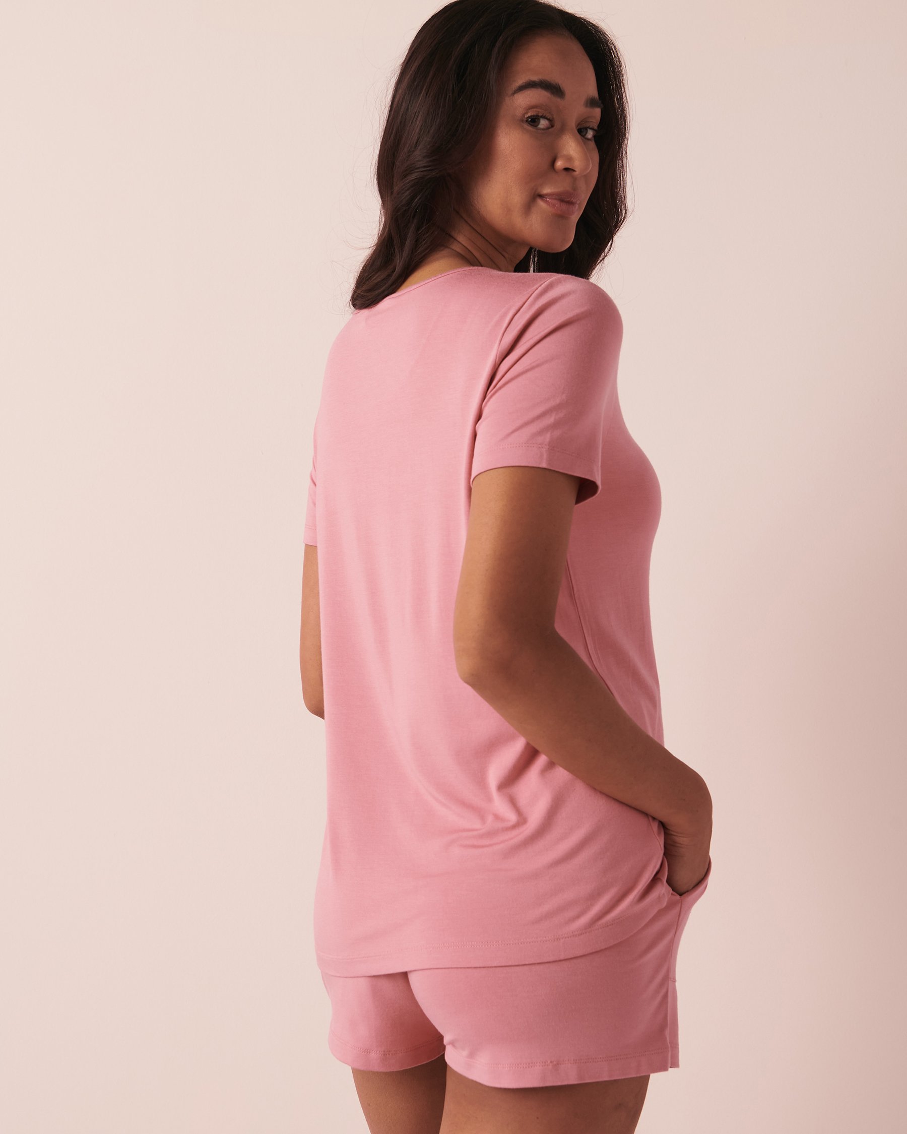 LA VIE EN ROSE T-shirt en bambou Rose foncé 40100422 - View2