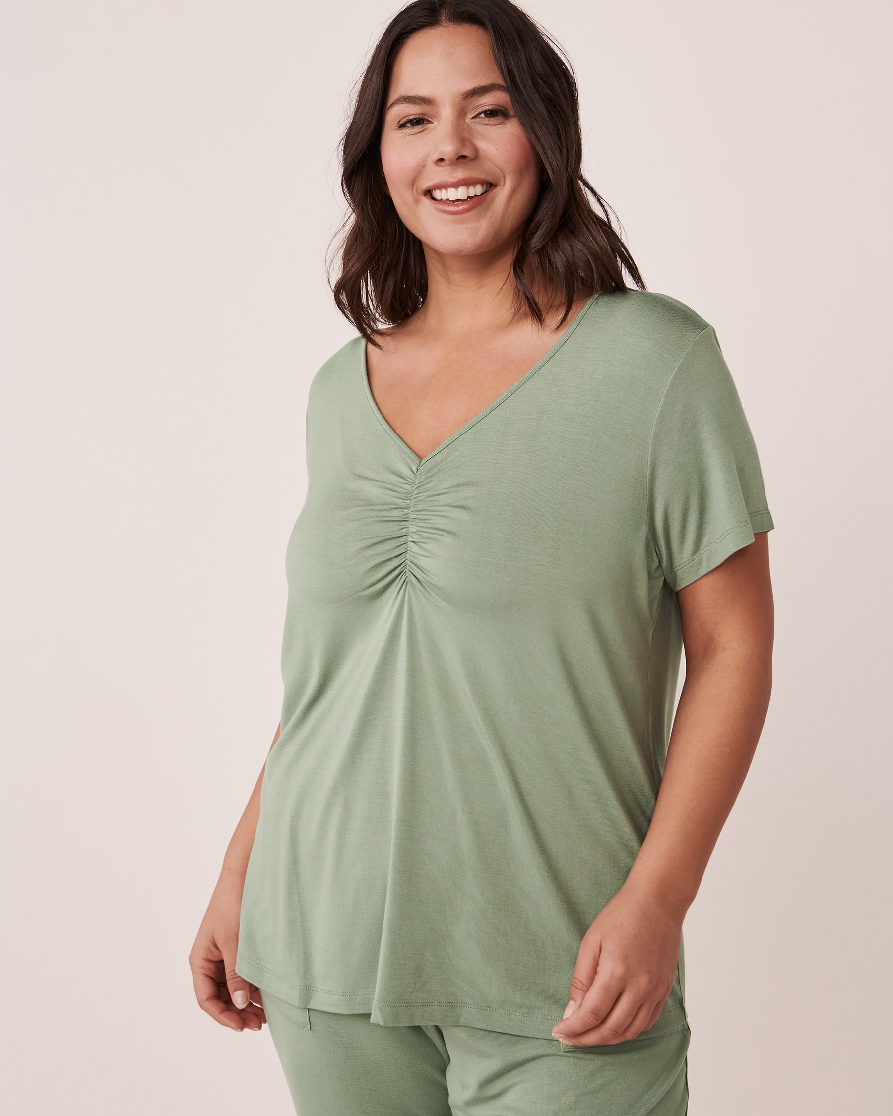 LA VIE EN ROSE Bamboo T-shirt Sage 40100422 - View1