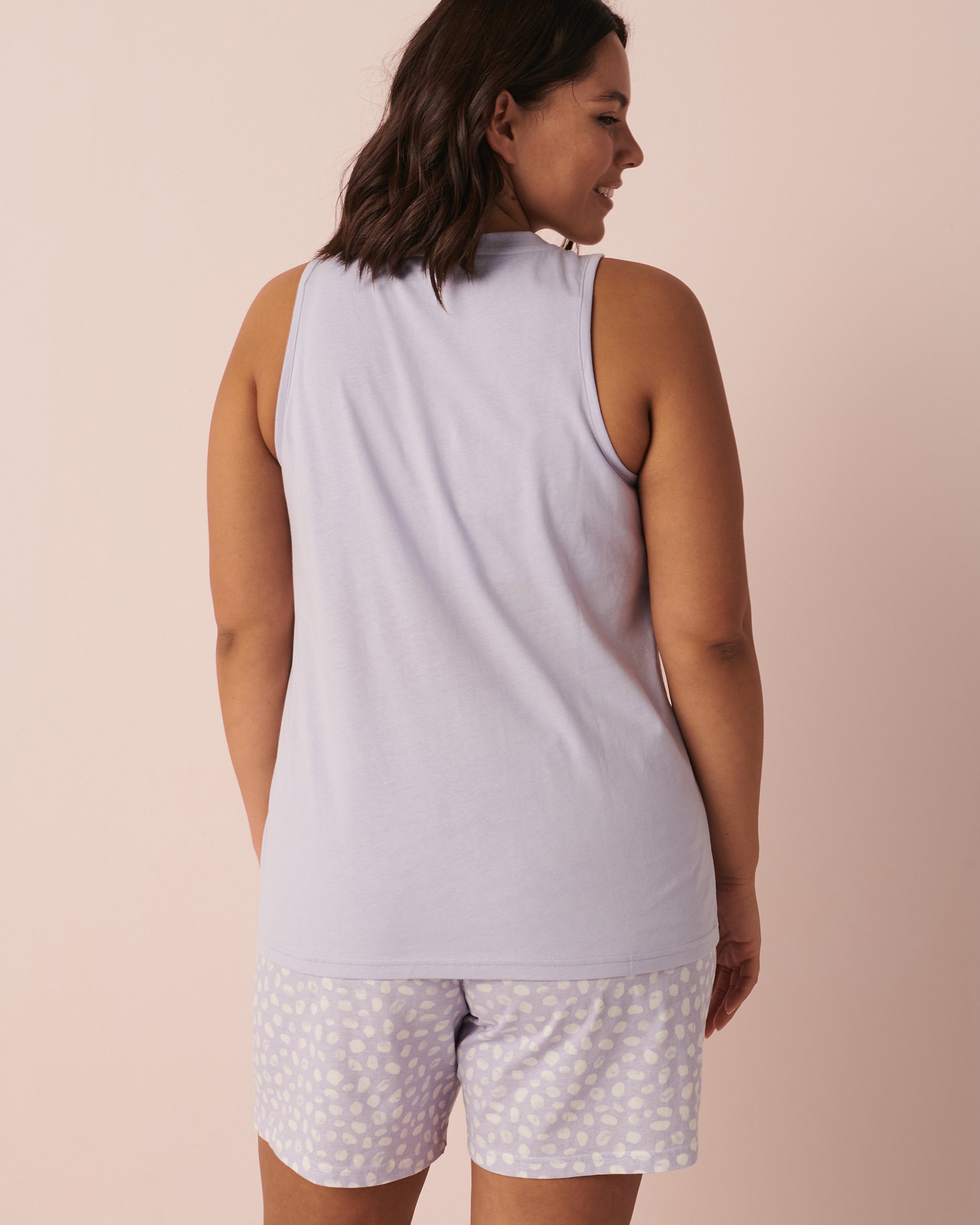 LA VIE EN ROSE Cotton V Neck Cami Lavender 40100425 - View2