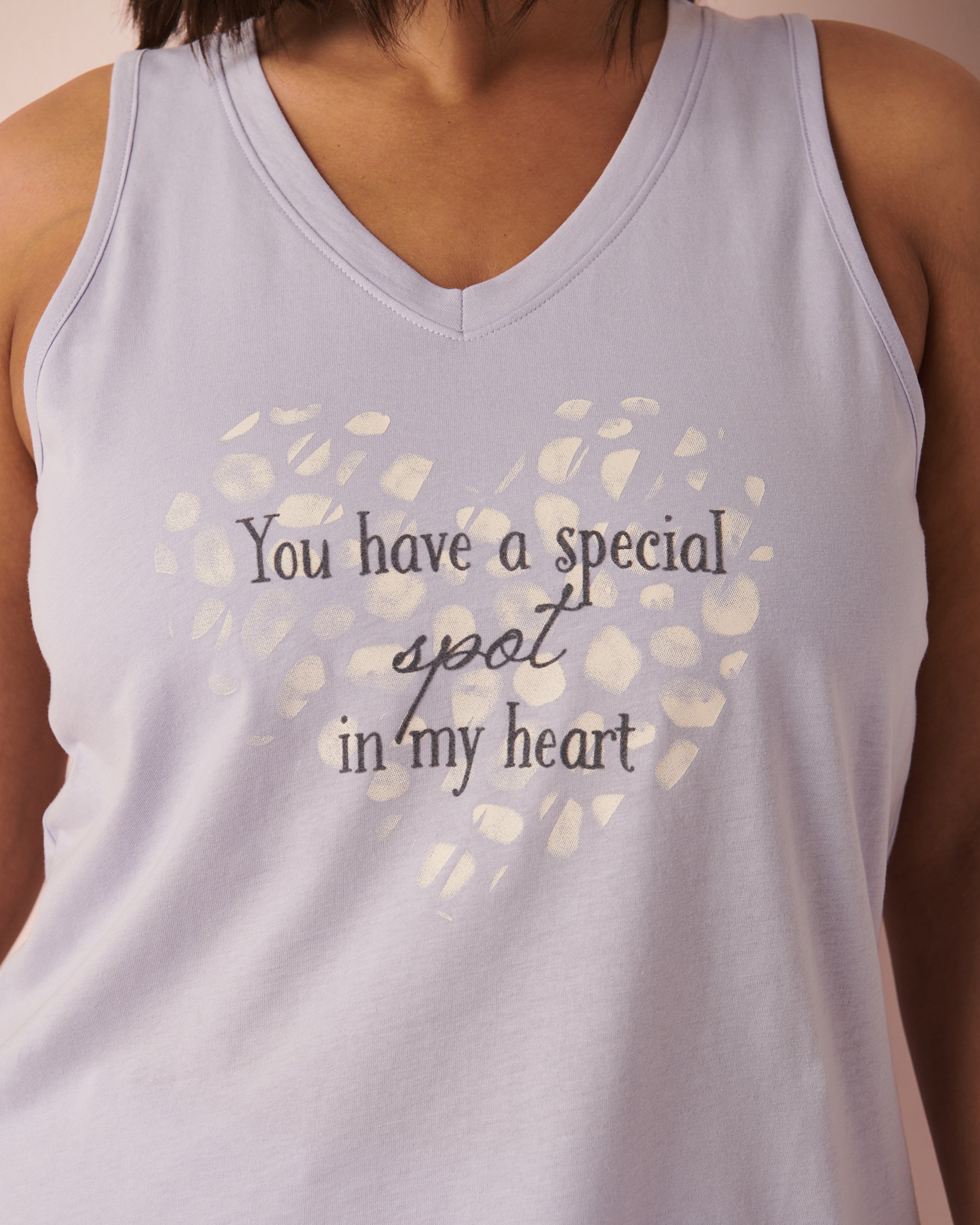 LA VIE EN ROSE Cotton V Neck Cami Lavender 40100425 - View3