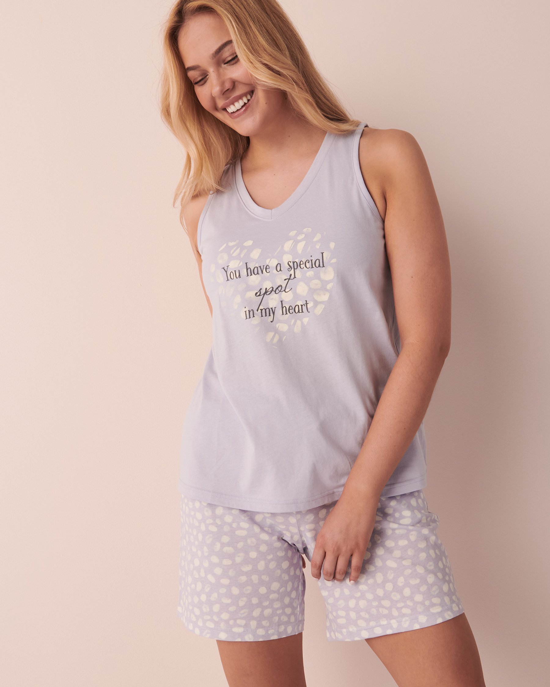 LA VIE EN ROSE Cotton V Neck Cami Lavender 40100425 - View4