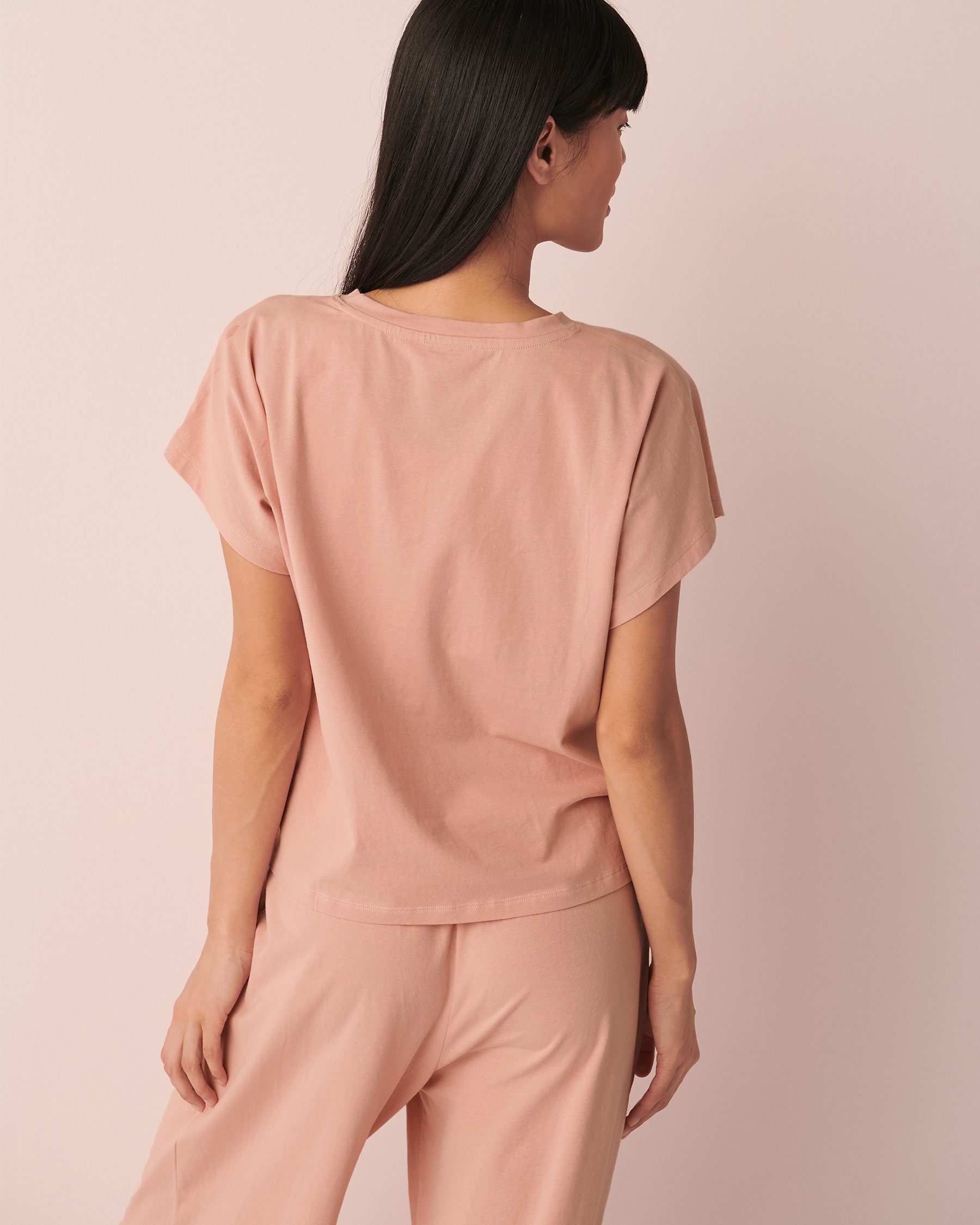 LA VIE EN ROSE Flocking Print T-shirt Old rose 40100407 - View2