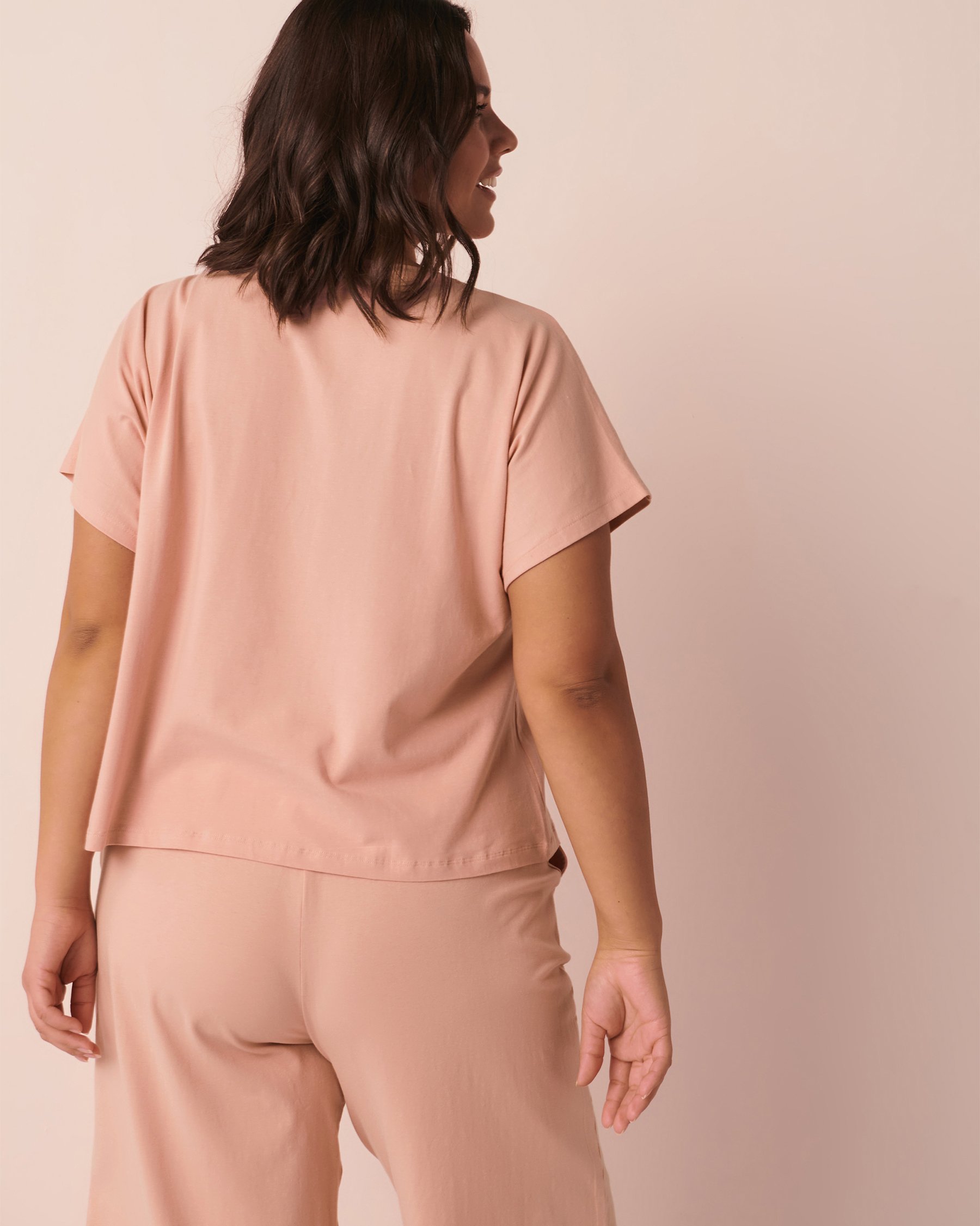 LA VIE EN ROSE Flocking Print T-shirt Old rose 40100407 - View6