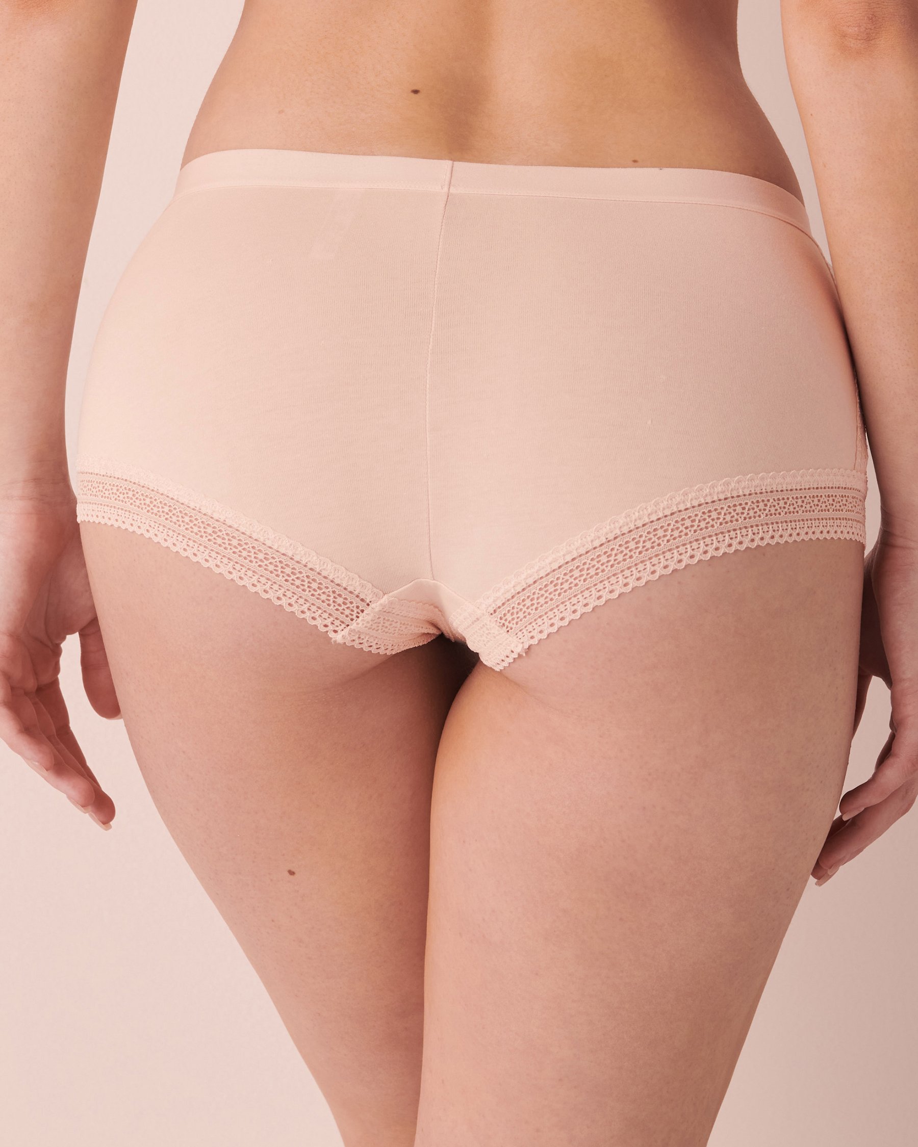 LA VIE EN ROSE Culotte garçonne coton et détails de dentelle Vieux rose 20100279 - Voir2