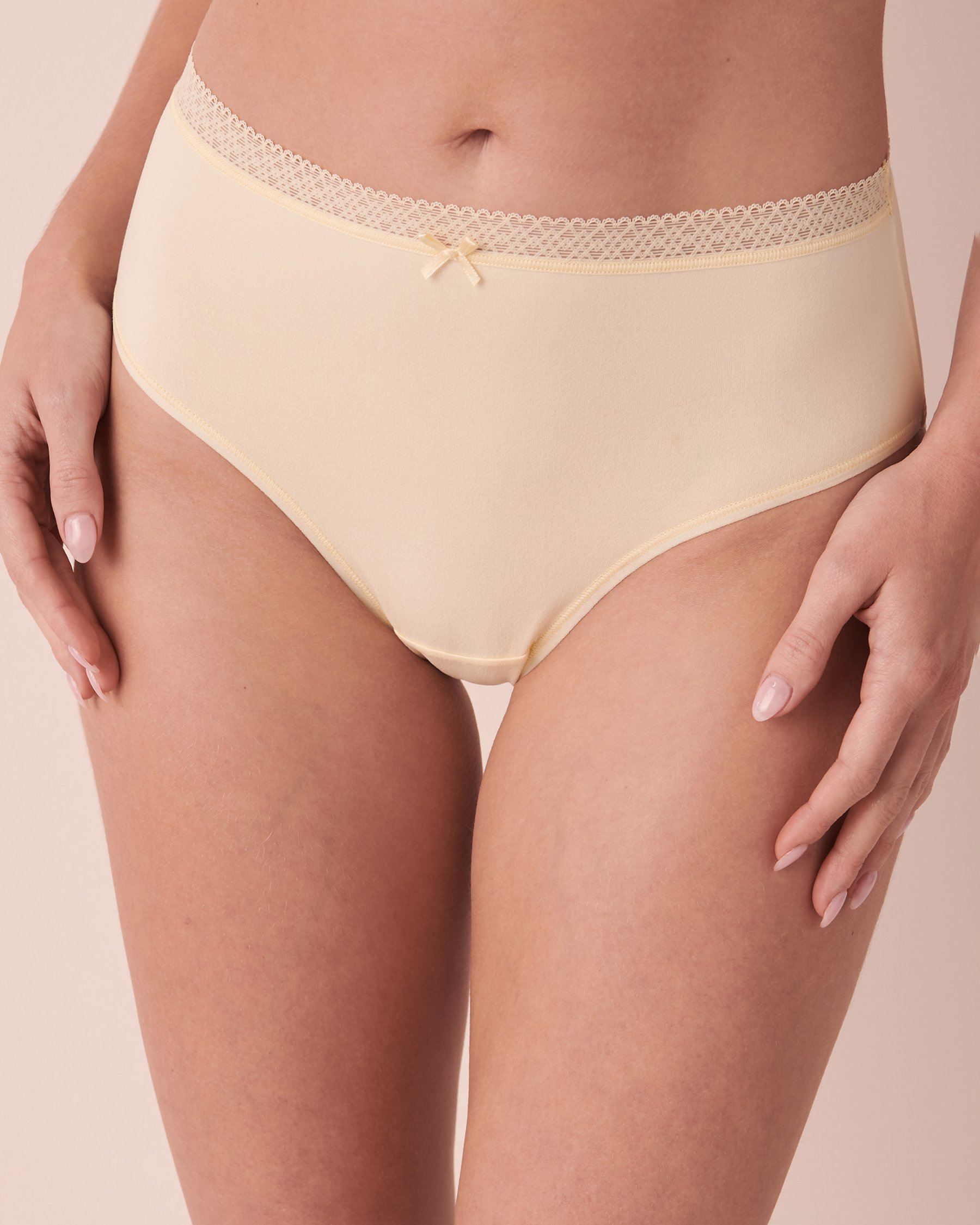 LA VIE EN ROSE Lace Detail Super Soft High Waist Bikini Panty Light yellow 20100288 - View1