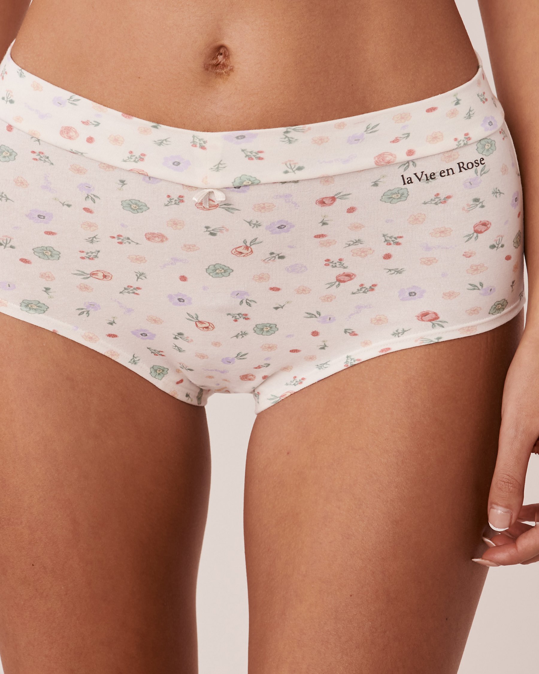 LA VIE EN ROSE Cotton High Waist Bikini Panty White wildflower 20100294 - View1