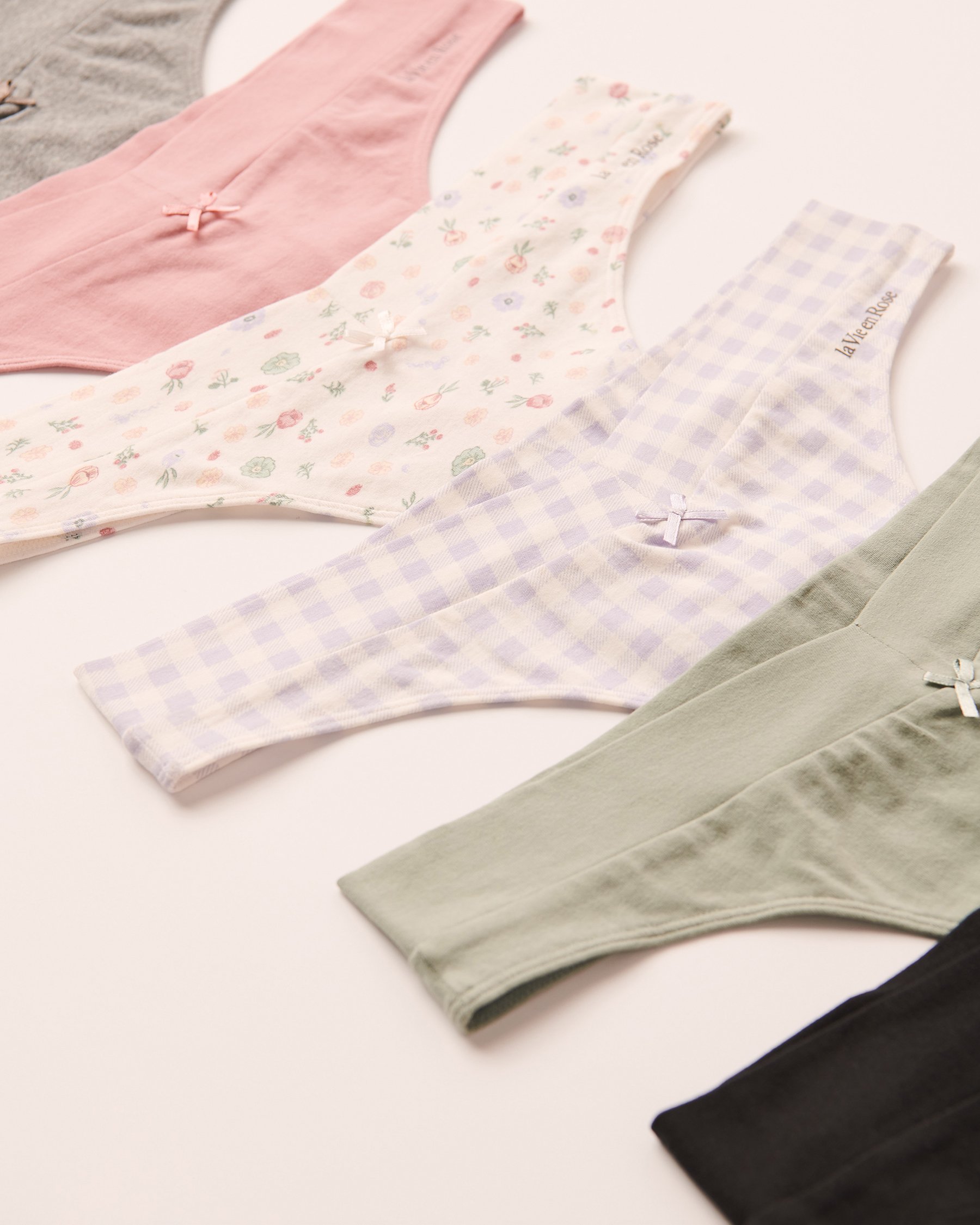 LA VIE EN ROSE 6-Pack Cotton Thong Panty Multicolor 20100295-6PK - View2