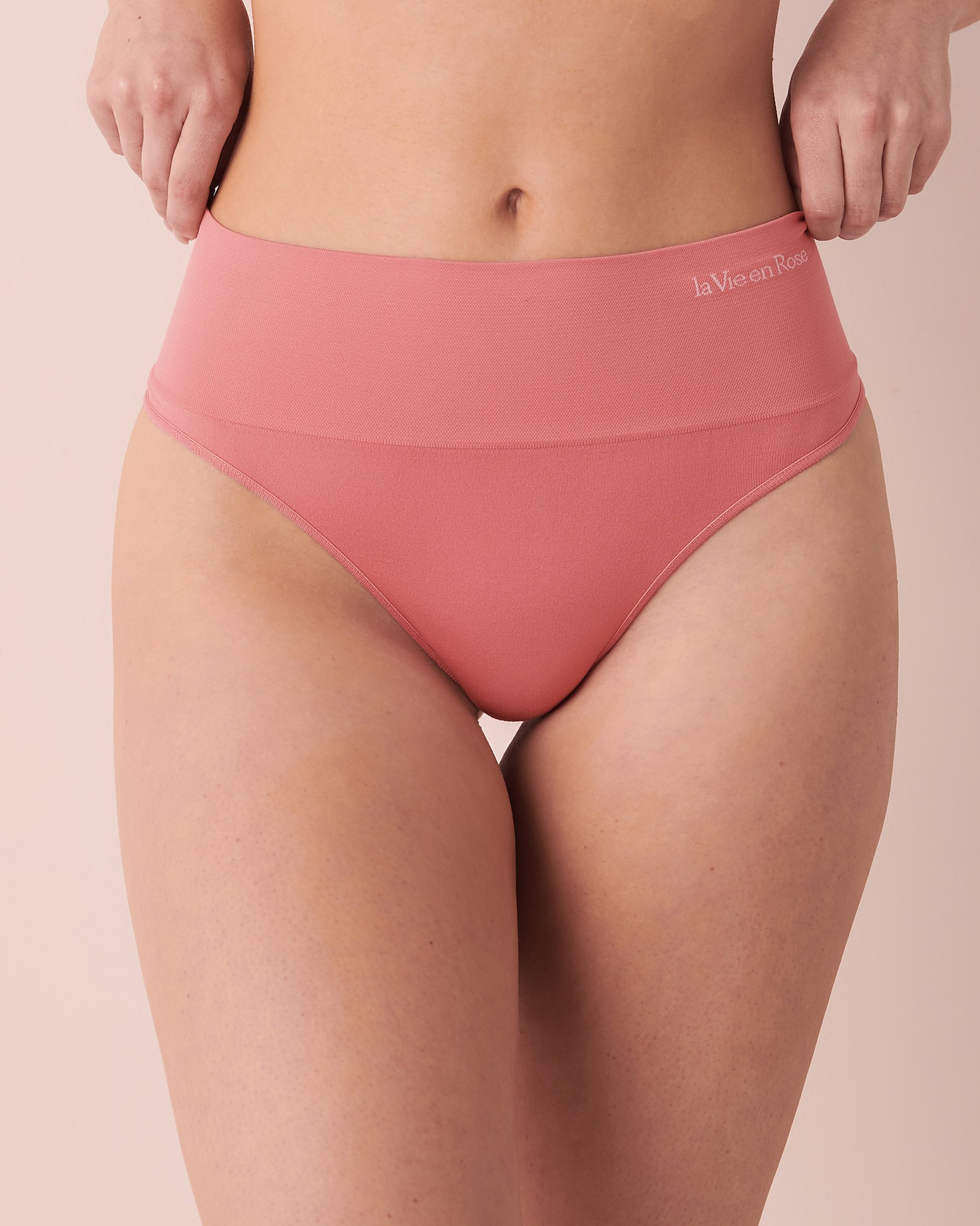 LA VIE EN ROSE Culotte tanga taille haute sans coutures Rose foncé 20200311 - Voir1
