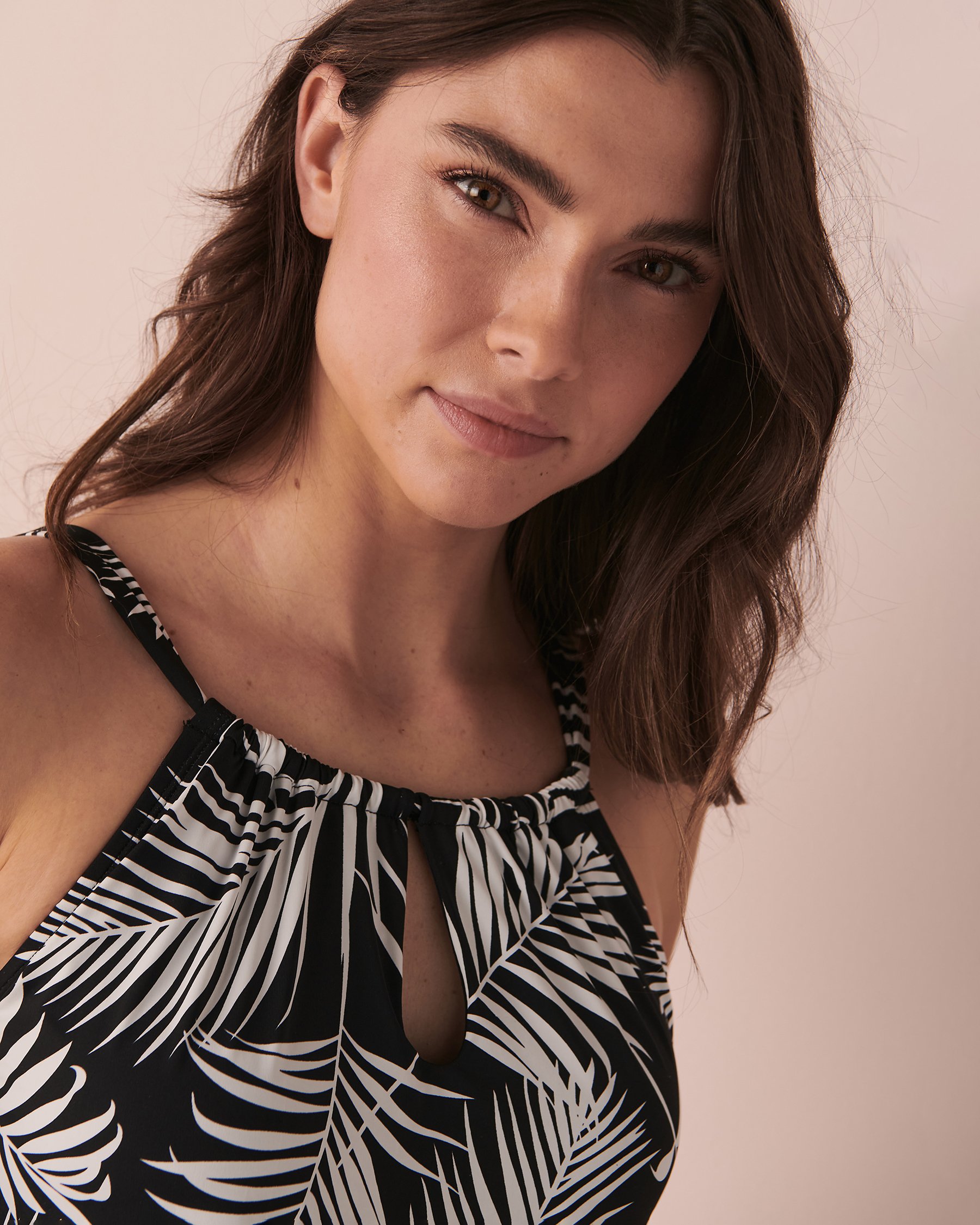 LA VIE EN ROSE AQUA PALM LEAVES High Neck Tankini Top Leaves 70100409 - View3