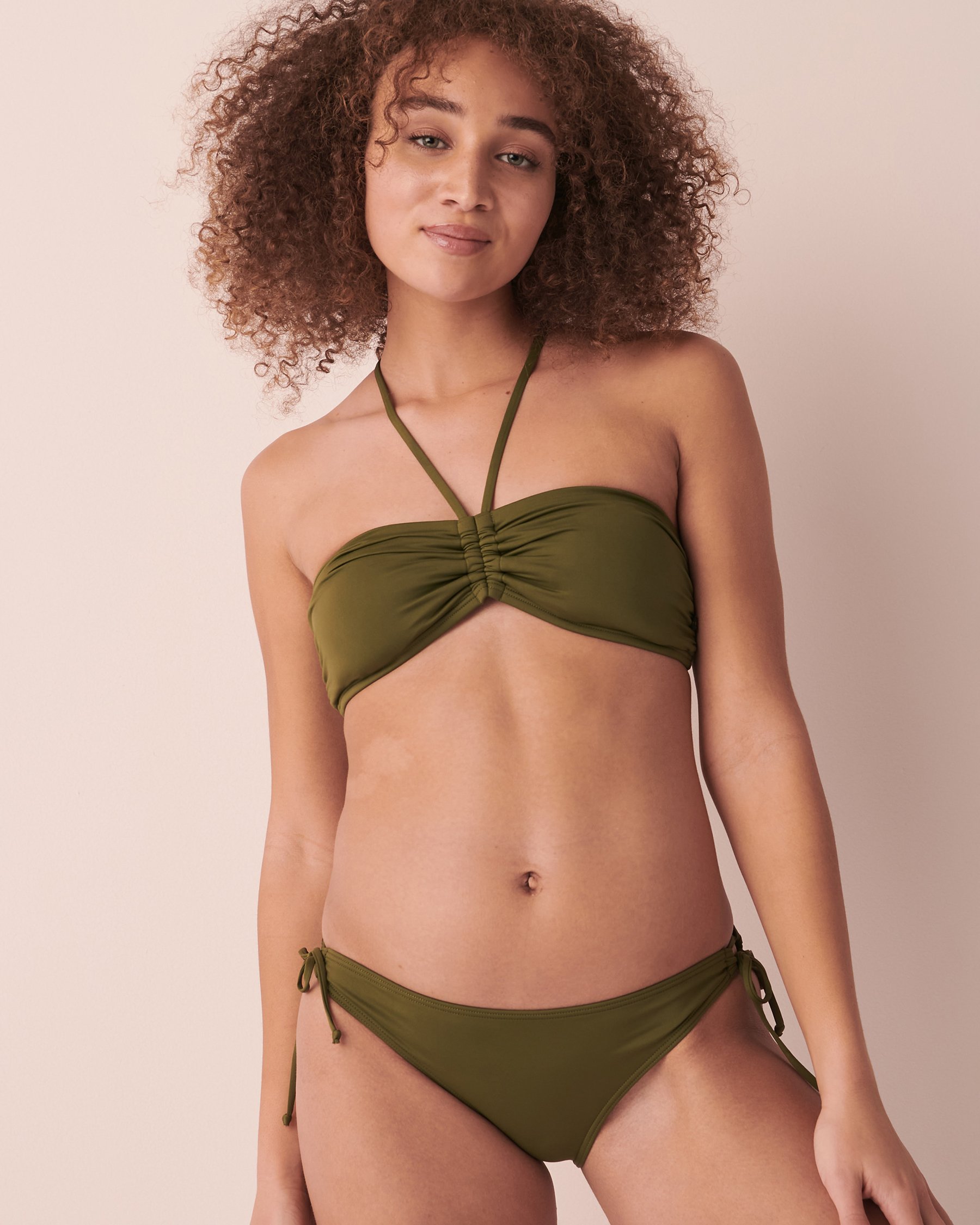 LA VIE EN ROSE AQUA WINTER MOSS Recycled Fibers Bandeau Bikini Top Olive 70100425 - View4