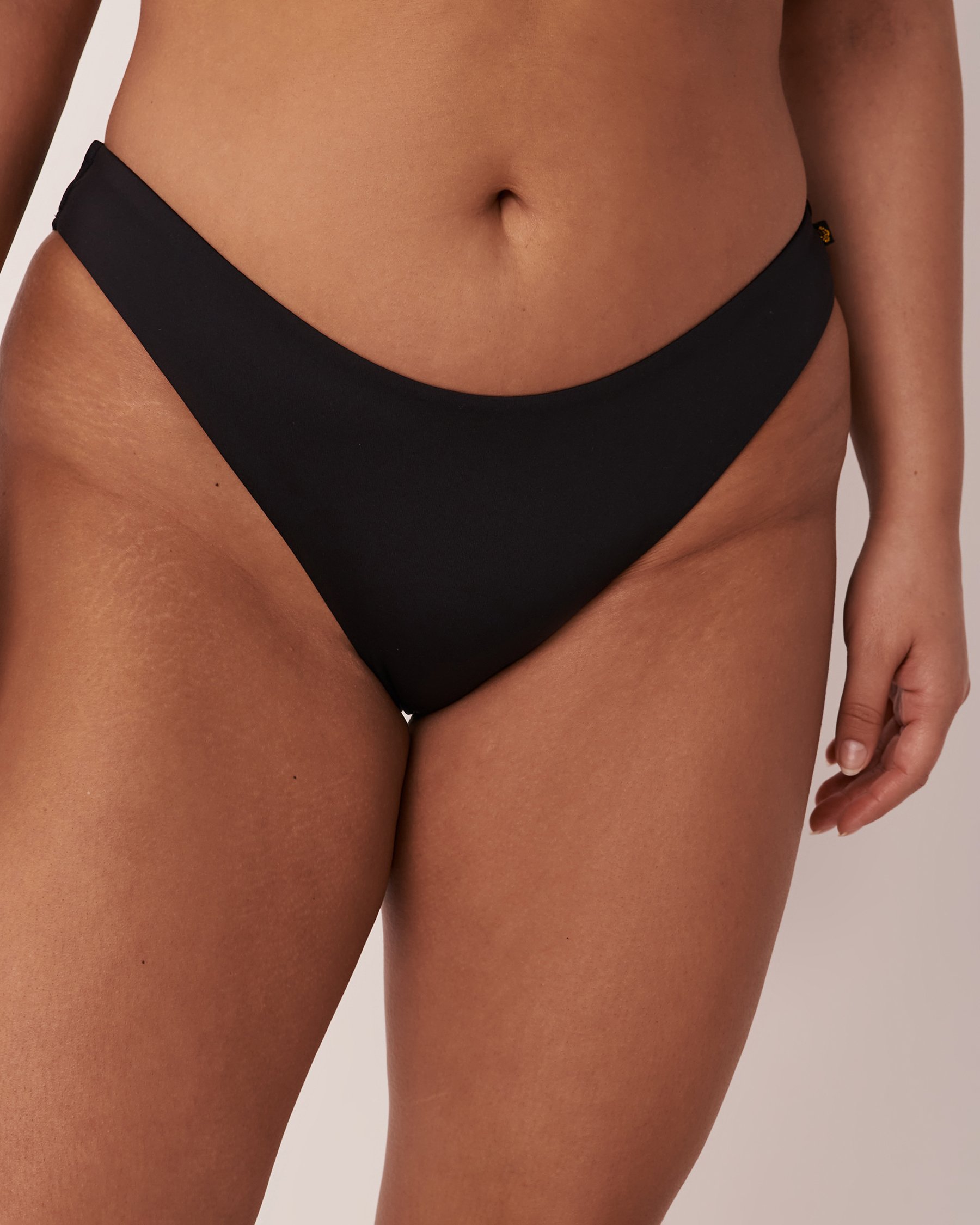 LA VIE EN ROSE AQUA SMOCKING Brazilian Bikini Bottom Black 70300382 - View1