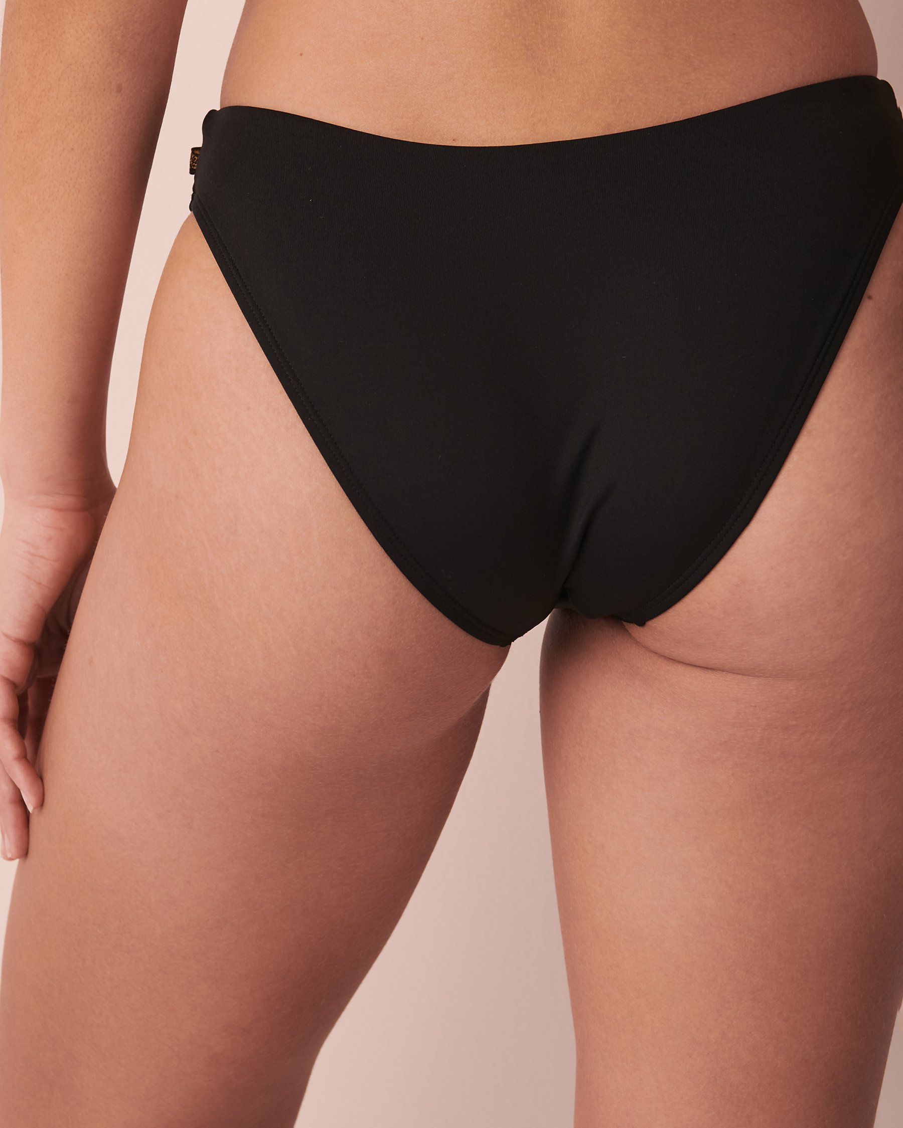 LA VIE EN ROSE AQUA SMOCKING Brazilian Bikini Bottom Black 70300382 - View10