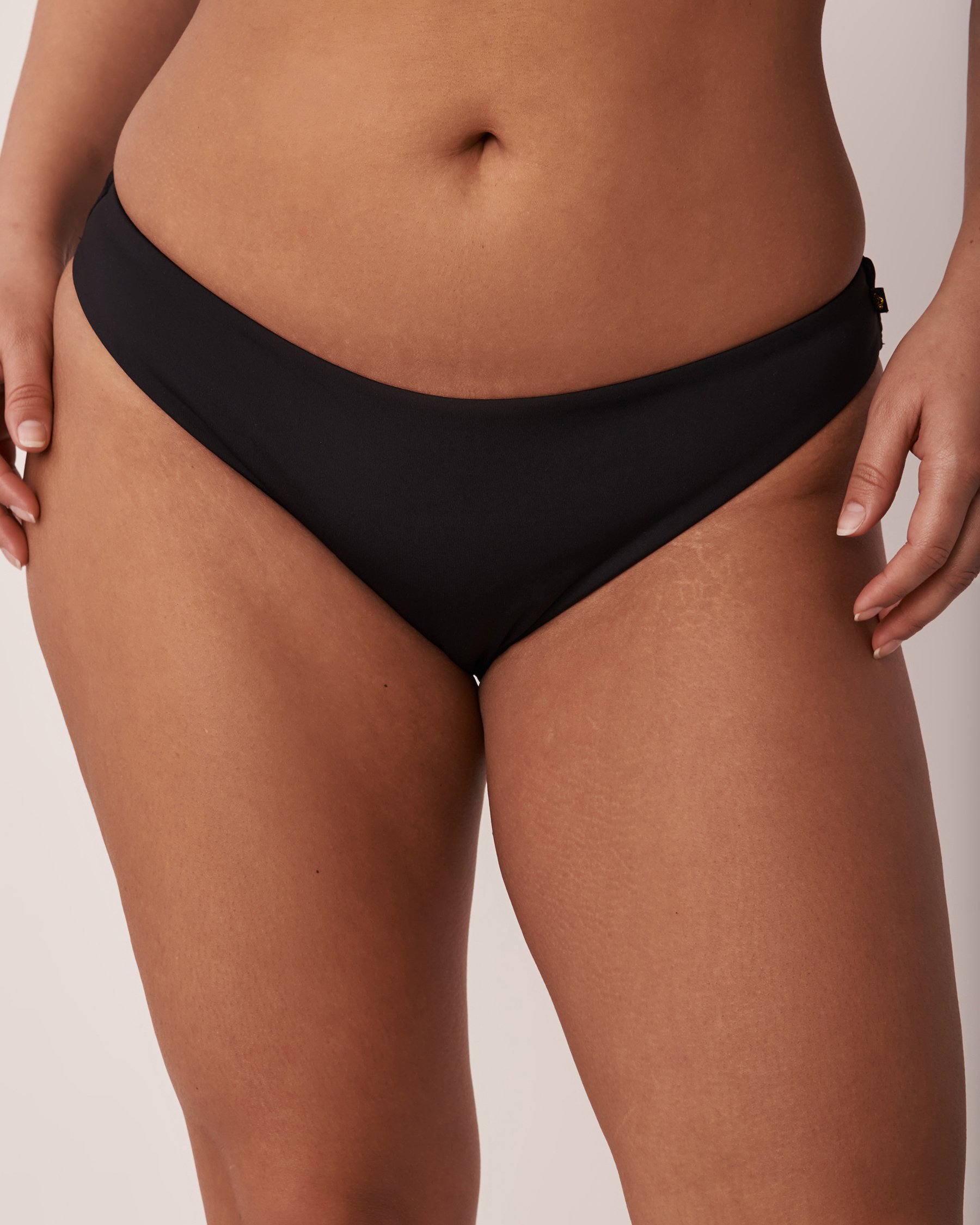 LA VIE EN ROSE AQUA SMOCKING Brazilian Bikini Bottom Black 70300382 - View3