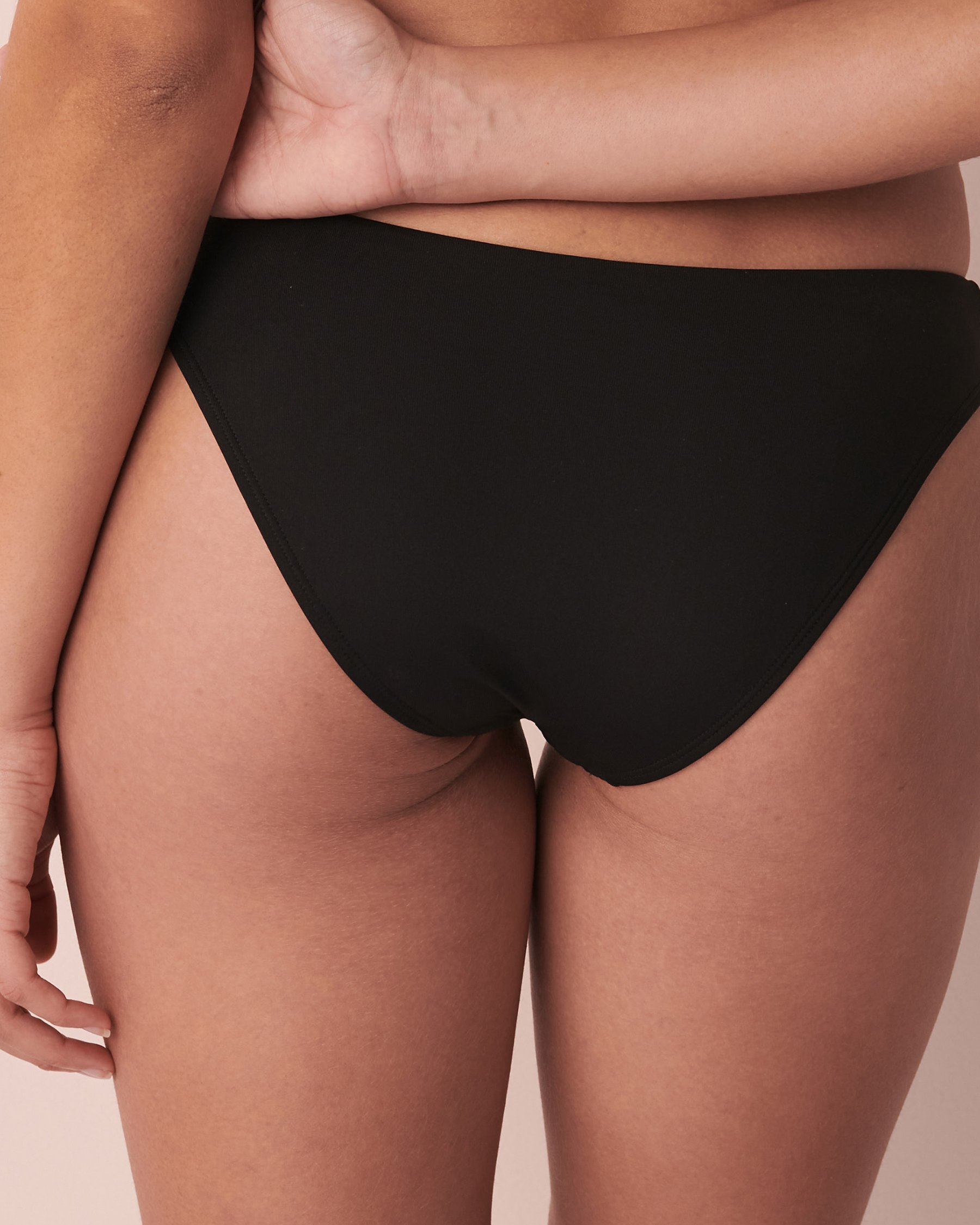 LA VIE EN ROSE AQUA SMOCKING Brazilian Bikini Bottom Black 70300382 - View7