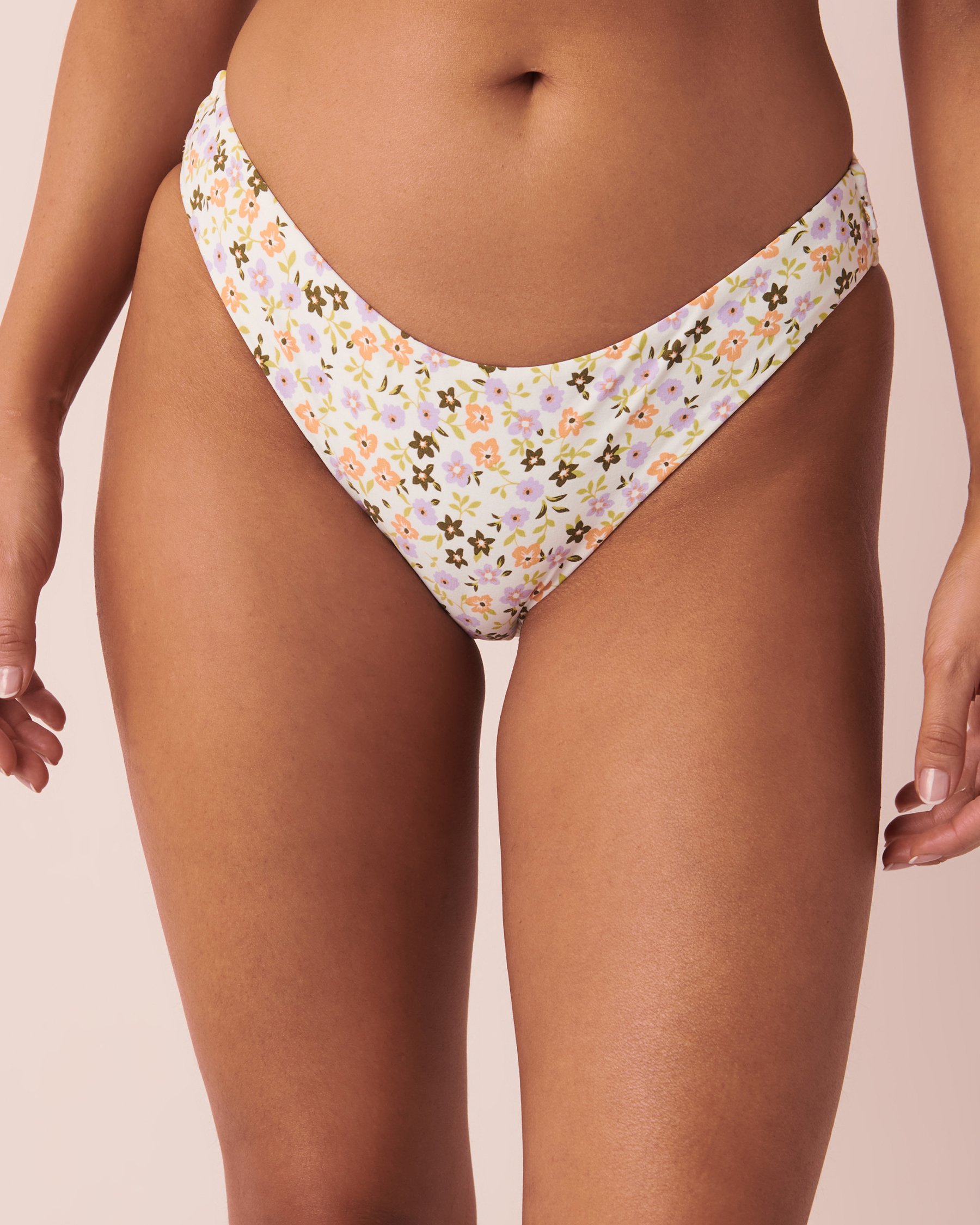 LA VIE EN ROSE AQUA SMOCKING Brazilian Bikini Bottom Ditsy floral 70300382 - View3