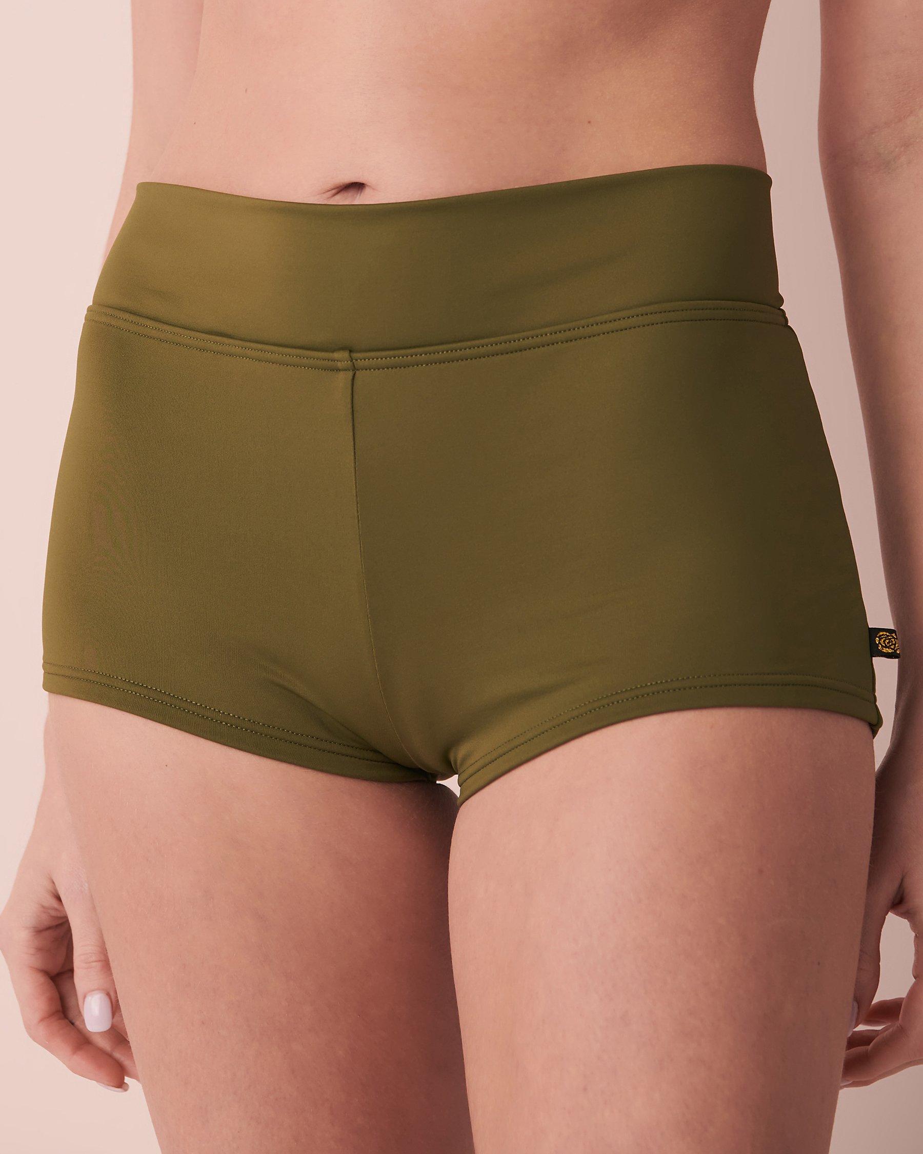 LA VIE EN ROSE AQUA WINTER MOSS Recycled Fibers Boyleg Bikini Bottom Olive 70300396 - View3
