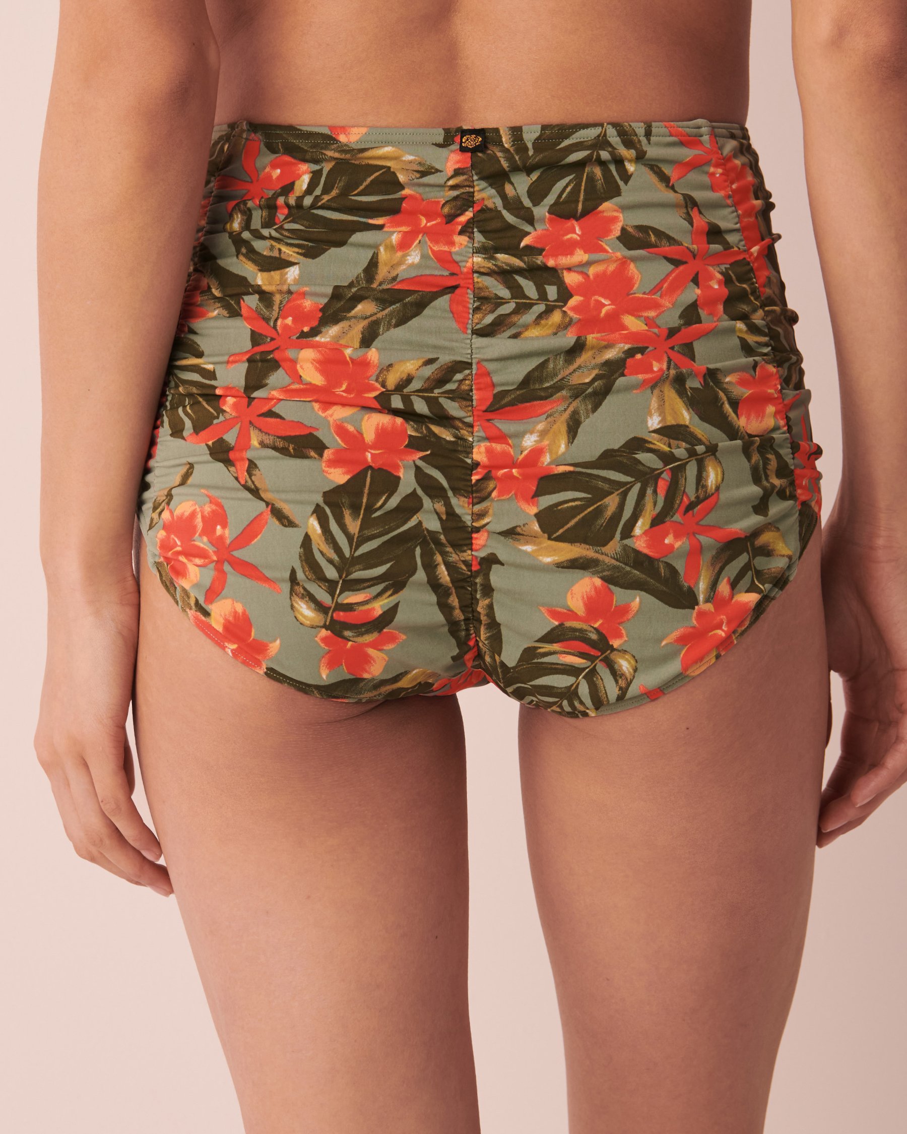 LA VIE EN ROSE AQUA Bas de bikini taille haute plissé ORCHIDS GARDEN Jardin 70300397 - View2
