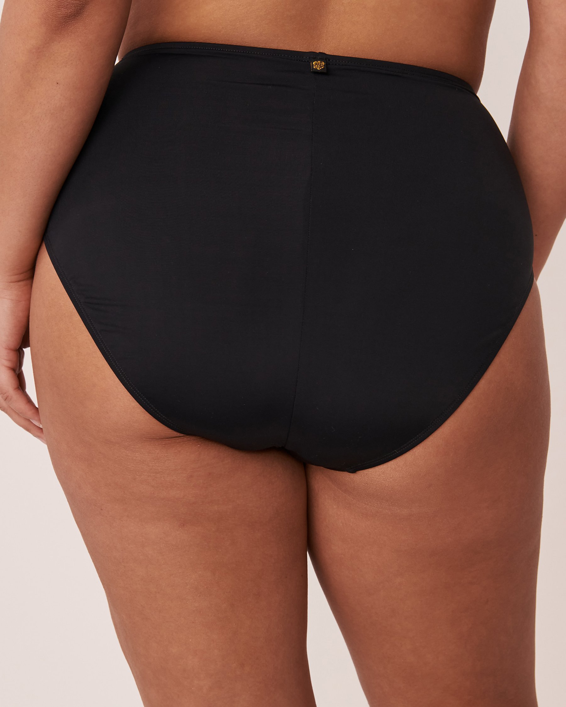 LA VIE EN ROSE AQUA SOLID Twisted High Waist Bikini Bottom Black 70300403 - View2