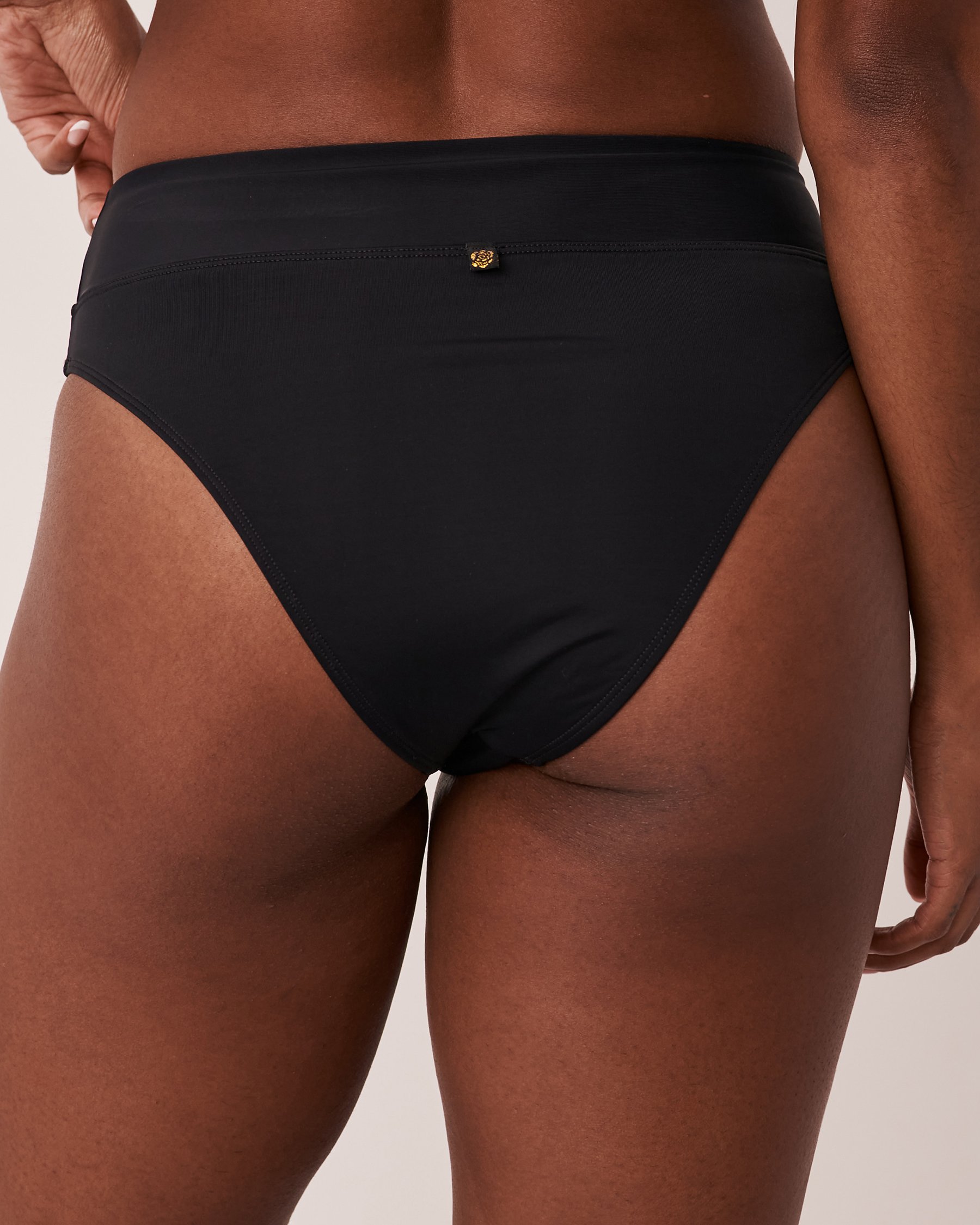 LA VIE EN ROSE AQUA SOLID High Leg Bikini Bottom Black 70300404 - View2