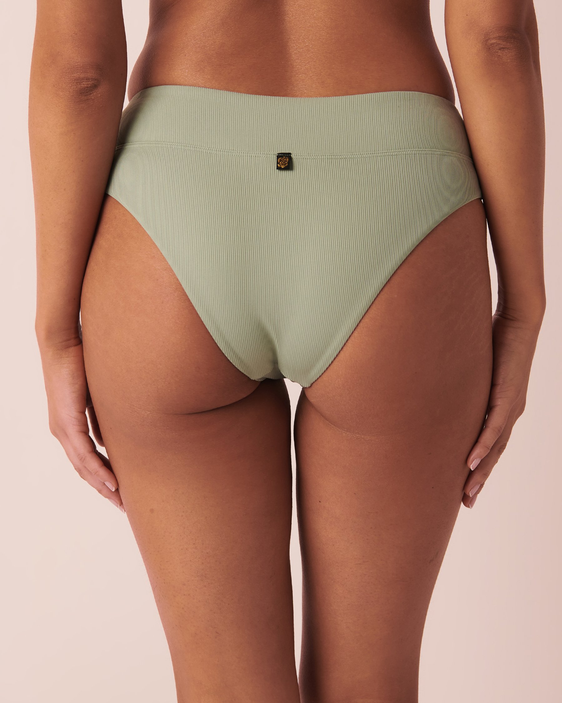 LA VIE EN ROSE AQUA LILYPAD Recycled Fibers High Leg Bikini Bottom Sage 70300372 - View2