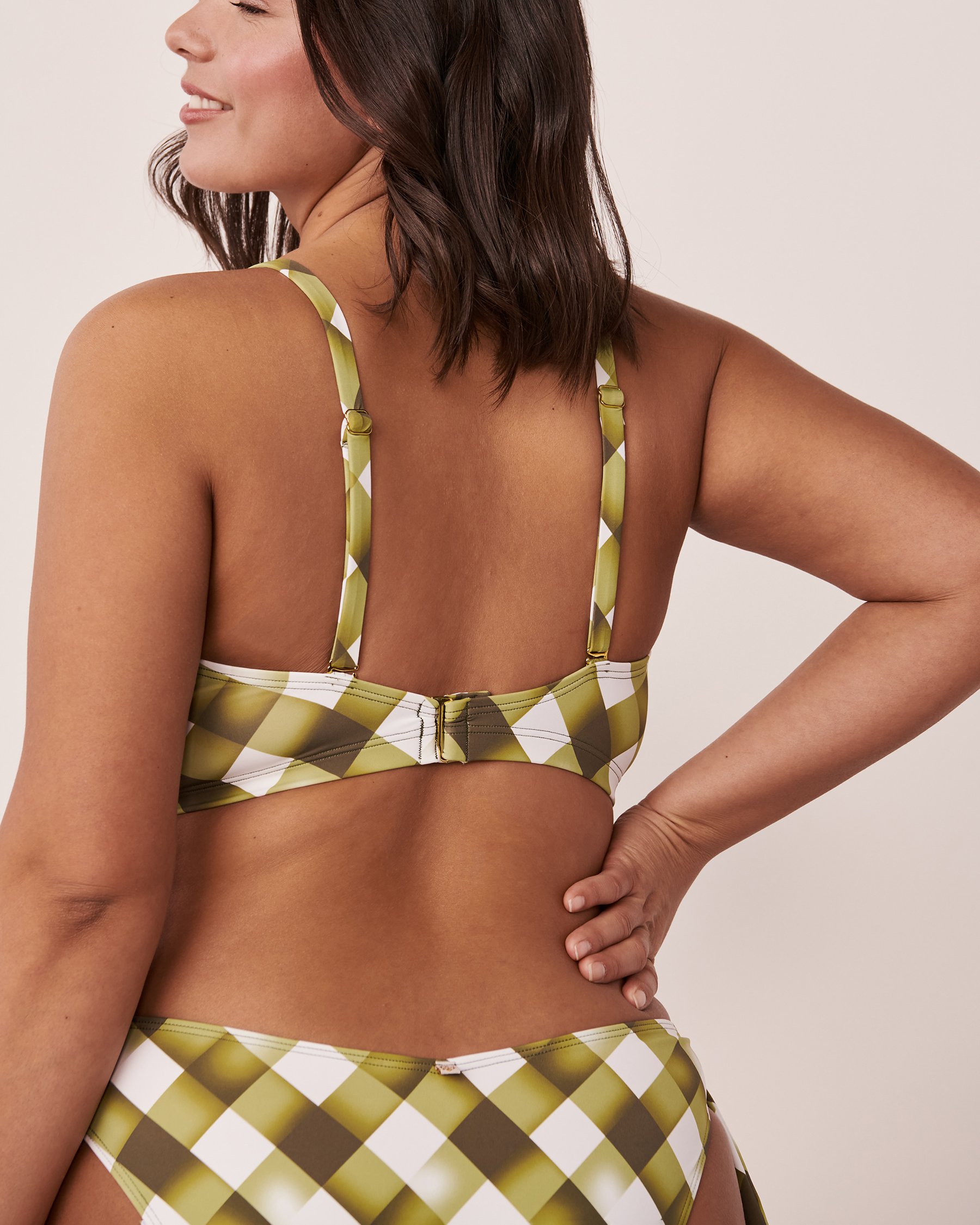 LA VIE EN ROSE AQUA RETRO D Cup Triangle Bikini Top Gingham 70200076 - View2