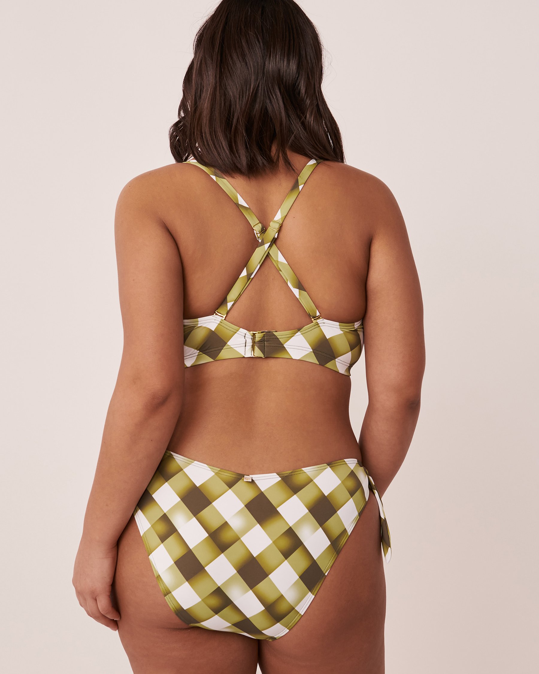 LA VIE EN ROSE AQUA RETRO D Cup Triangle Bikini Top Gingham 70200076 - View3